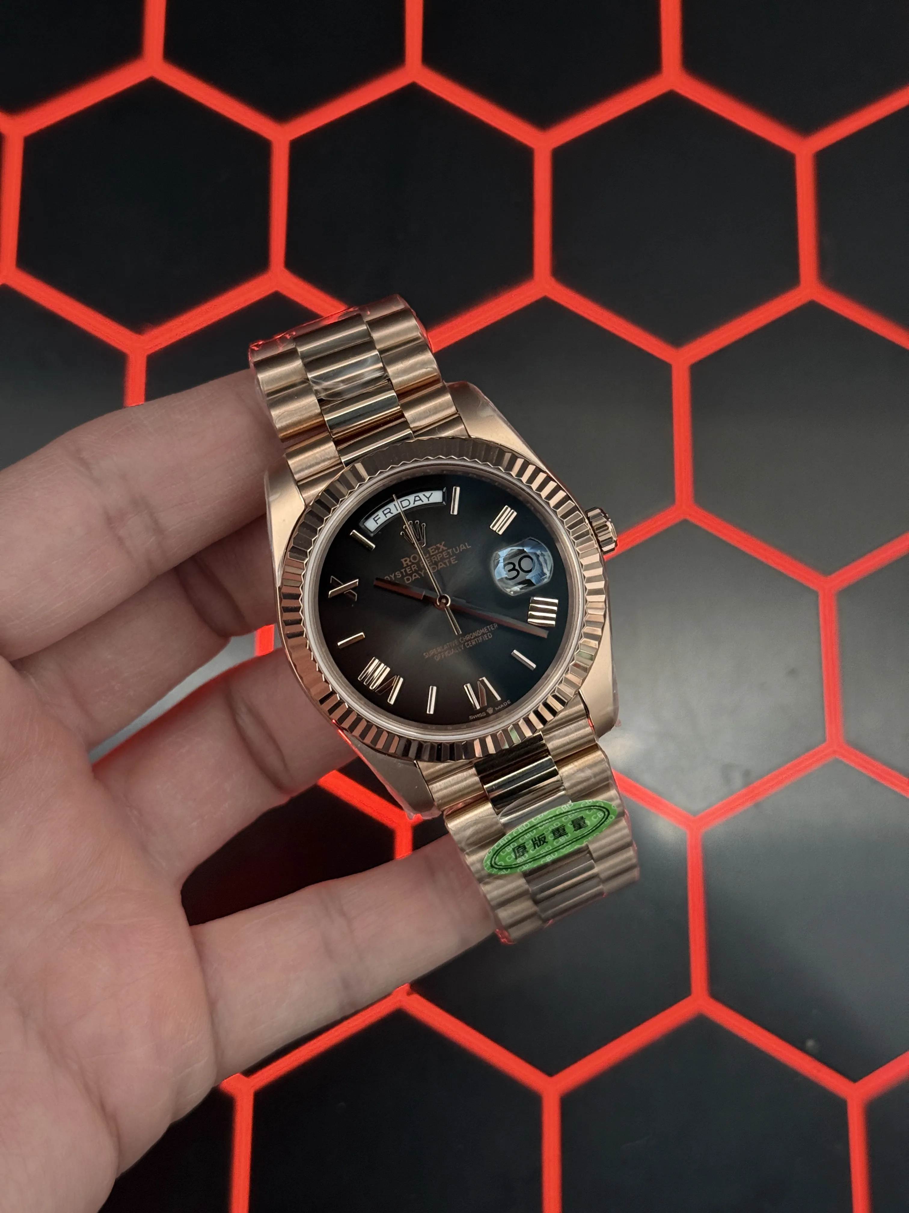 Rolex Day-Date 40-Style Rose-Gold-Tone Charcoal Roman Dial Watch D486019491 — view 2