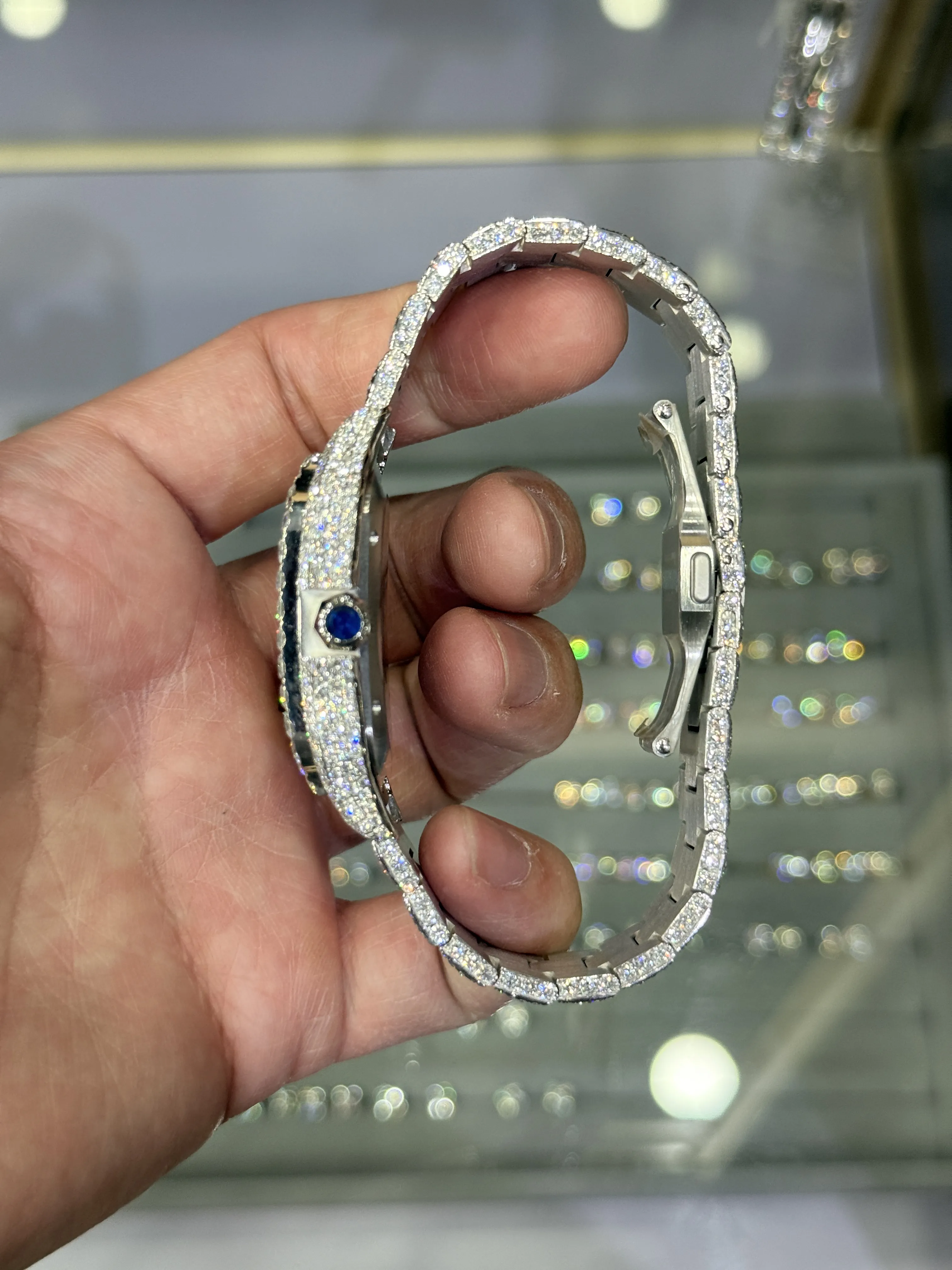 Cartier Santos-Style Iced-Out Pave Roman Dial Watch D1147519493 — view 5