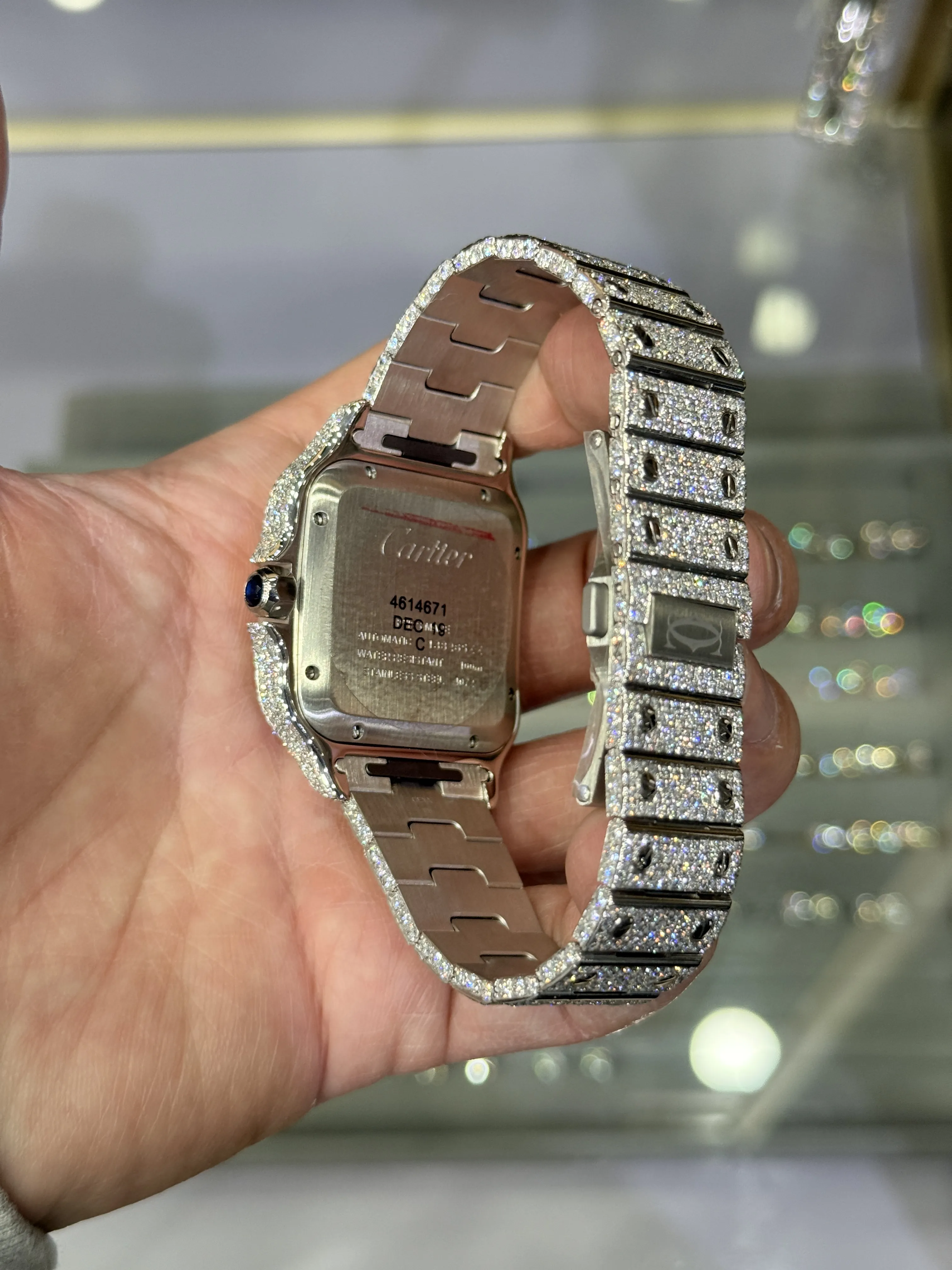 Cartier Santos-Style Iced-Out Pave Roman Dial Watch D1147519493 — view 6