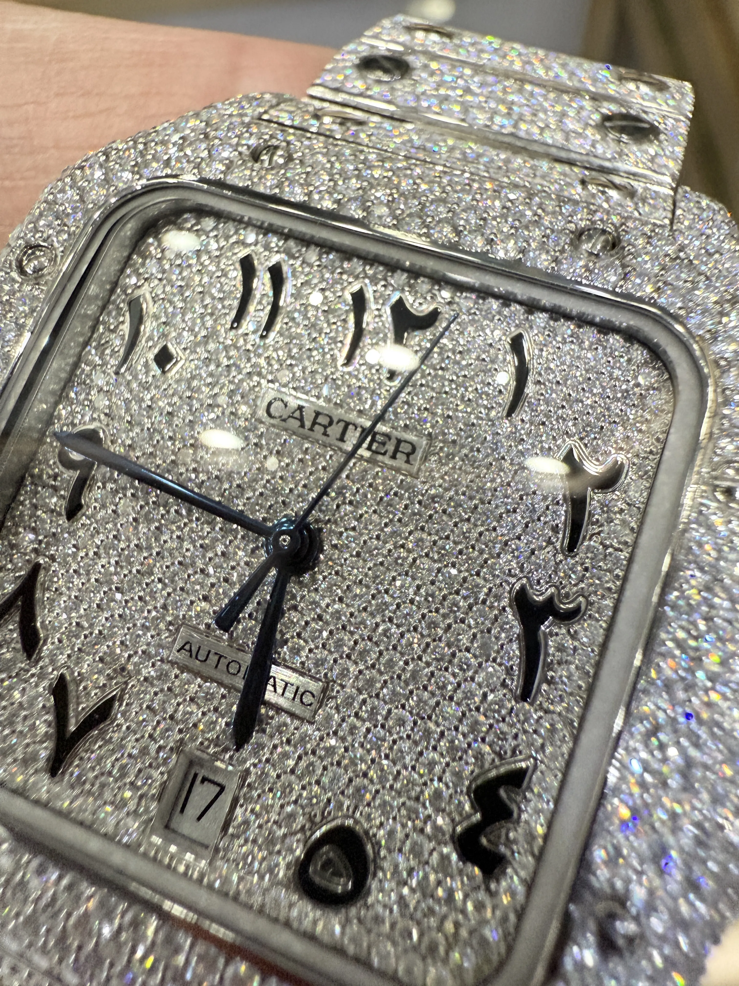 Cartier Santos-Style Iced-Out Eastern Arabic Numeral Dial Watch D1147519495 — view 11