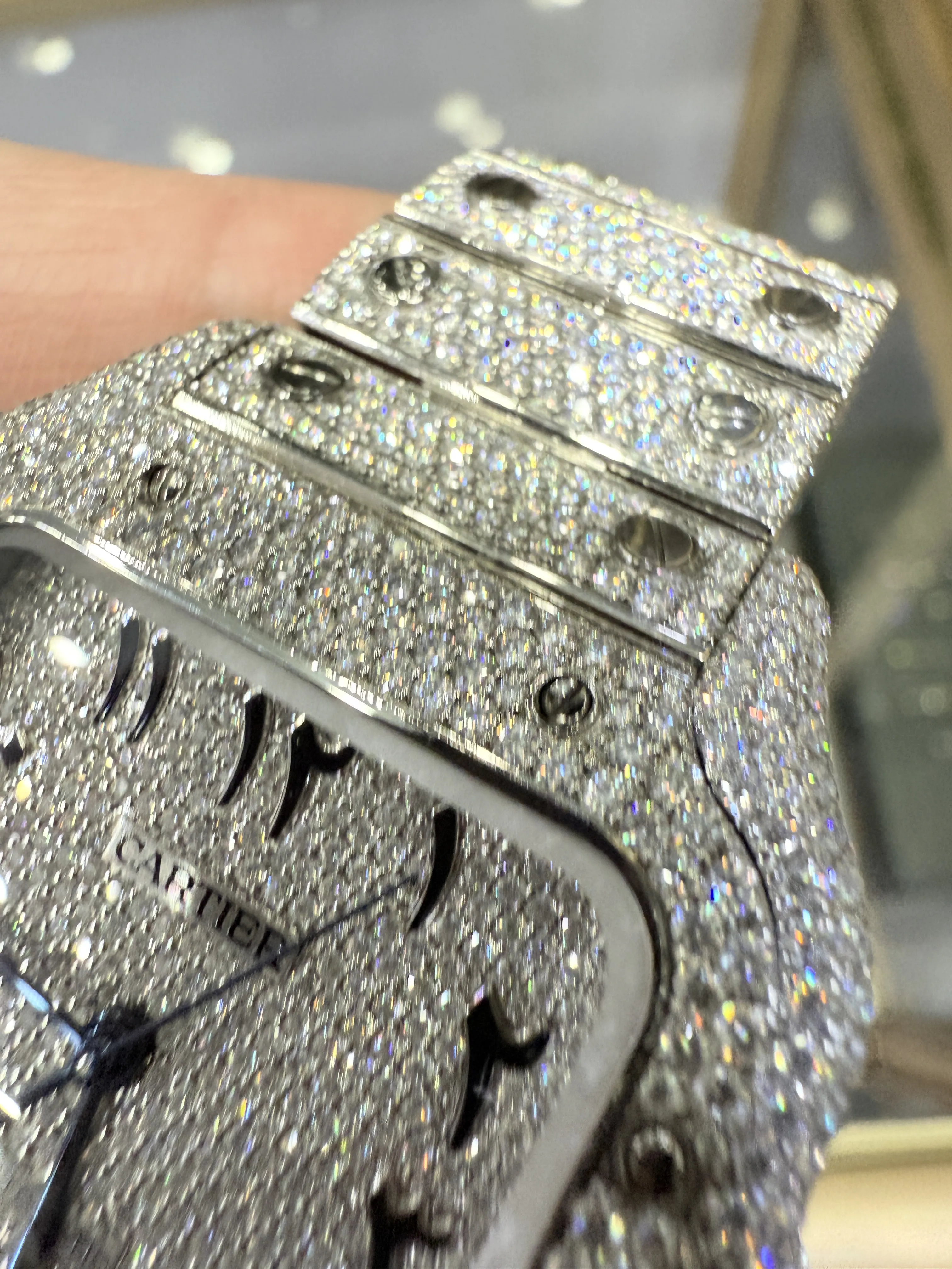 Cartier Santos-Style Iced-Out Eastern Arabic Numeral Dial Watch D1147519495 — view 12