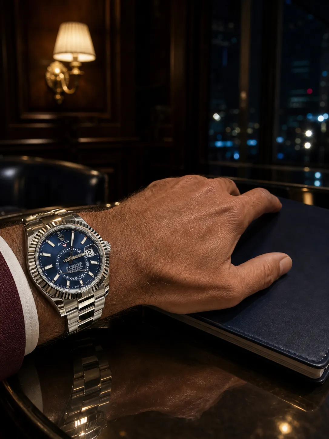 Rolex Sky-Dweller 42-Style Silver Blue Dial Oyster Watch D371319497