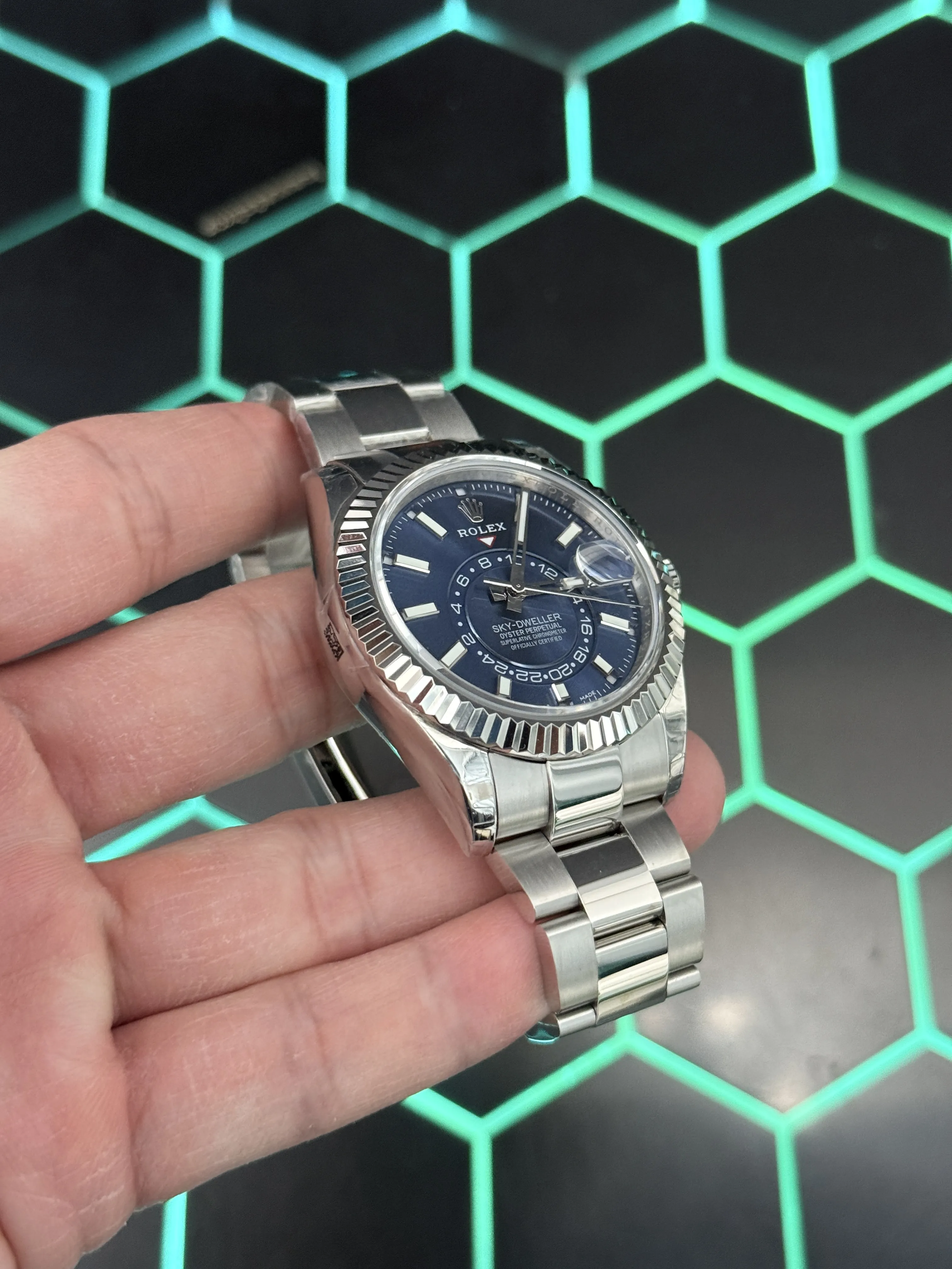 Rolex Sky-Dweller 42-Style Silver Blue Dial Oyster Watch D371319497 — view 3