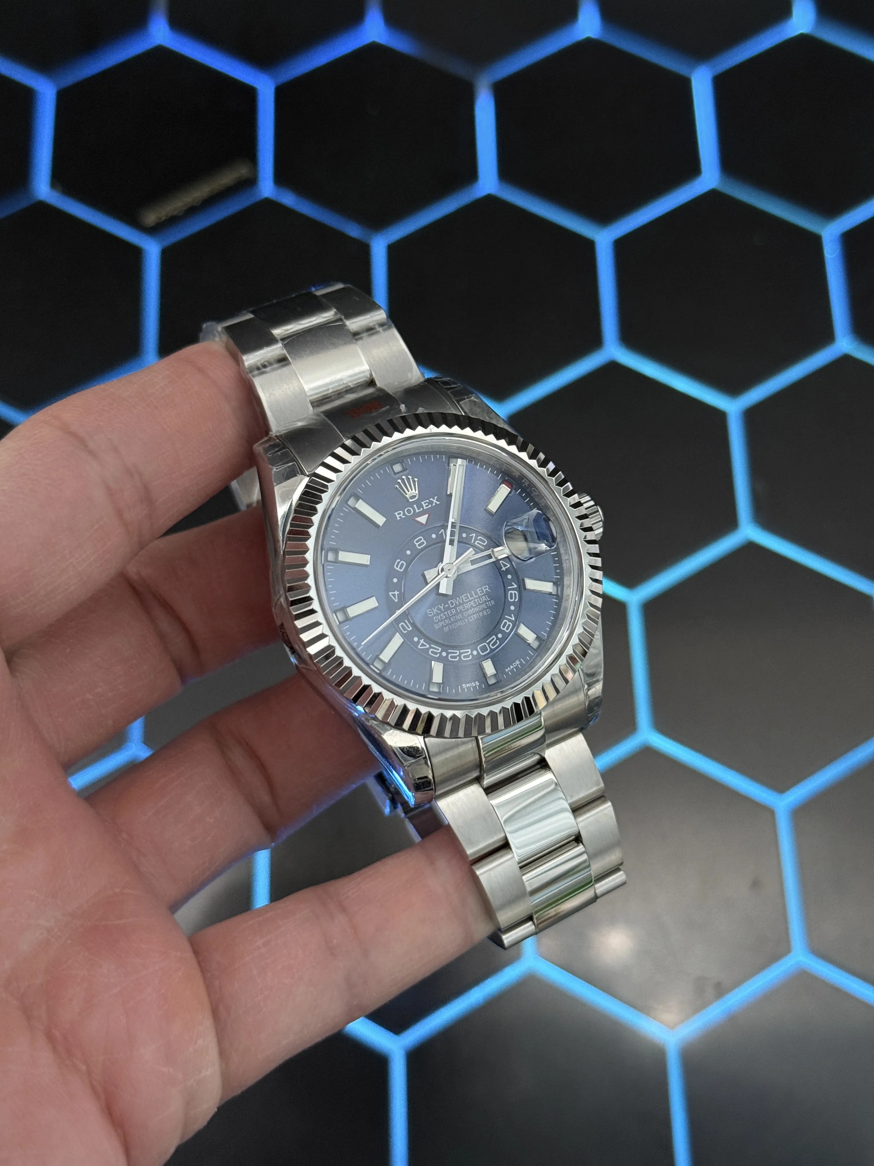 Rolex Sky-Dweller 42-Style Silver Blue Dial Oyster Watch D371319497 — view 5