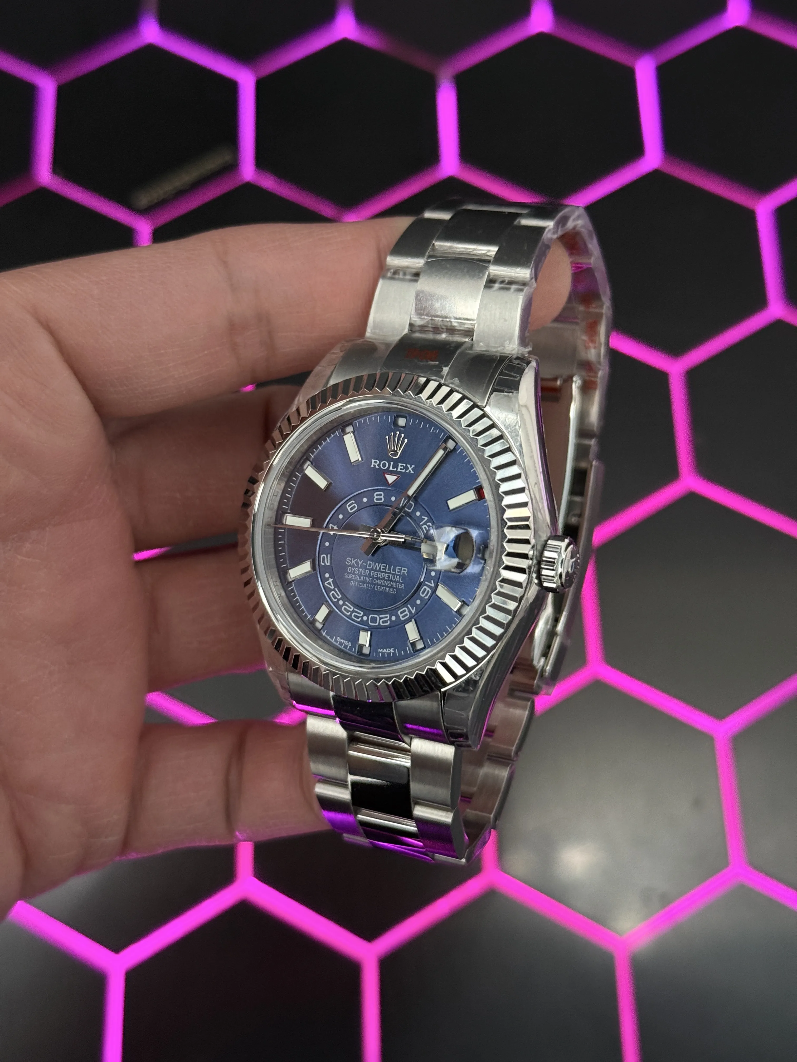 Rolex Sky-Dweller 42-Style Silver Blue Dial Oyster Watch D371319497 — view 6