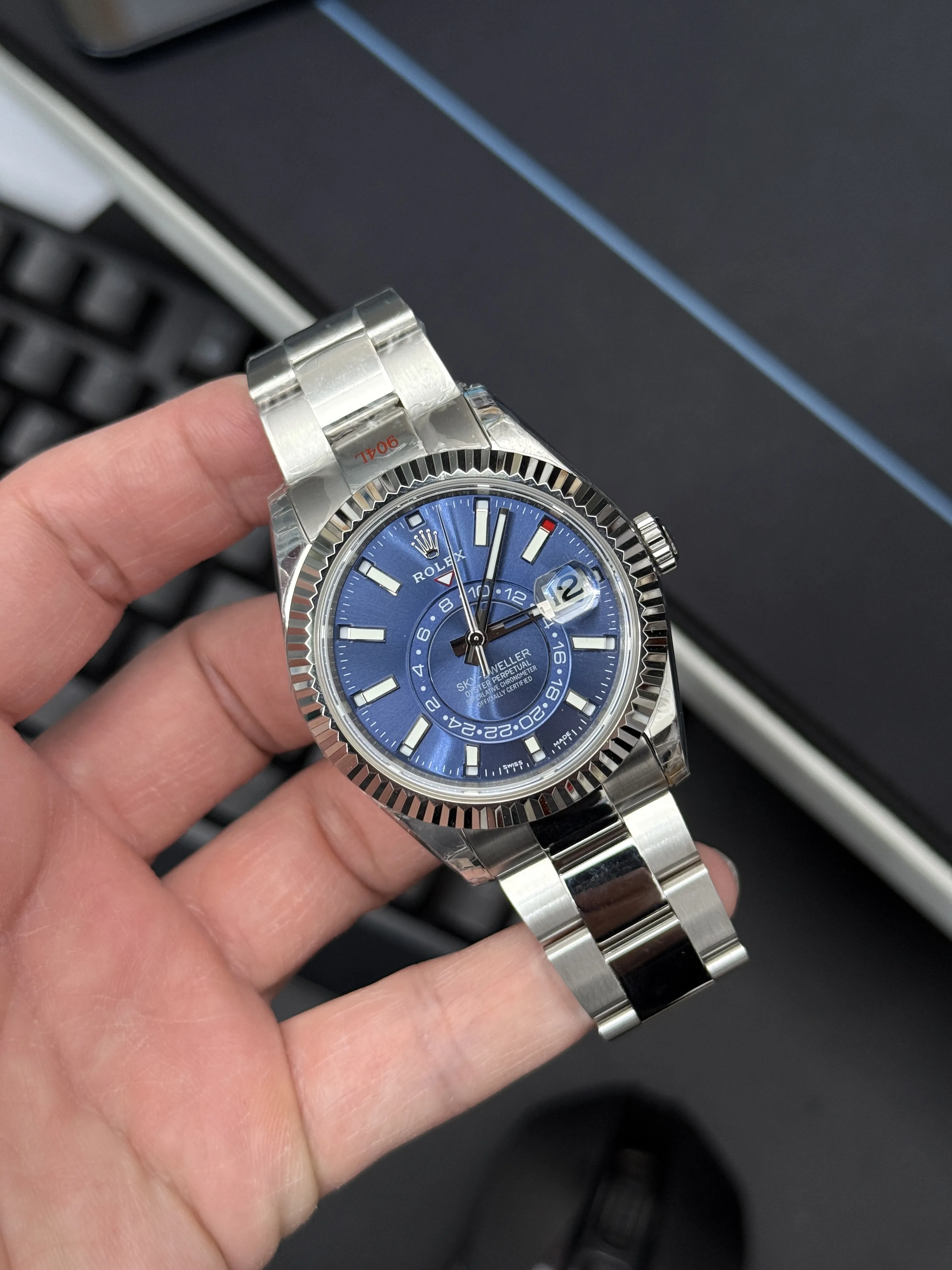 Rolex Sky-Dweller 42-Style Silver Blue Dial Oyster Watch D371319497 — view 11