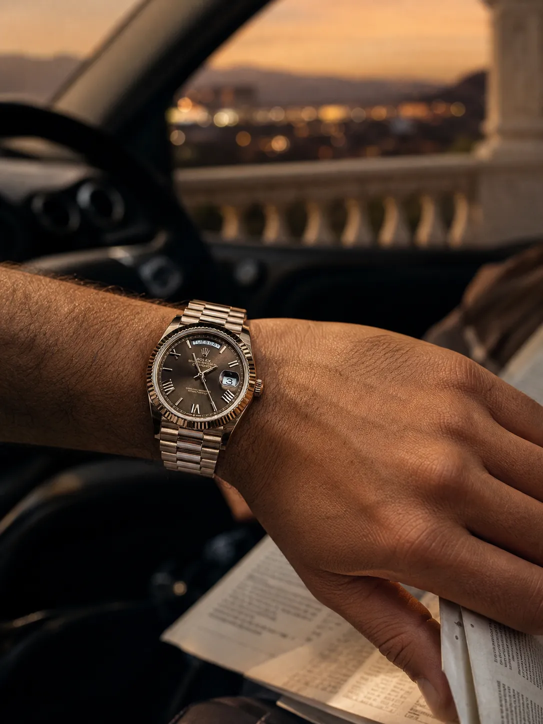 Rolex Day-Date-Style Rose-Gold Brown Dial Watch D391519499