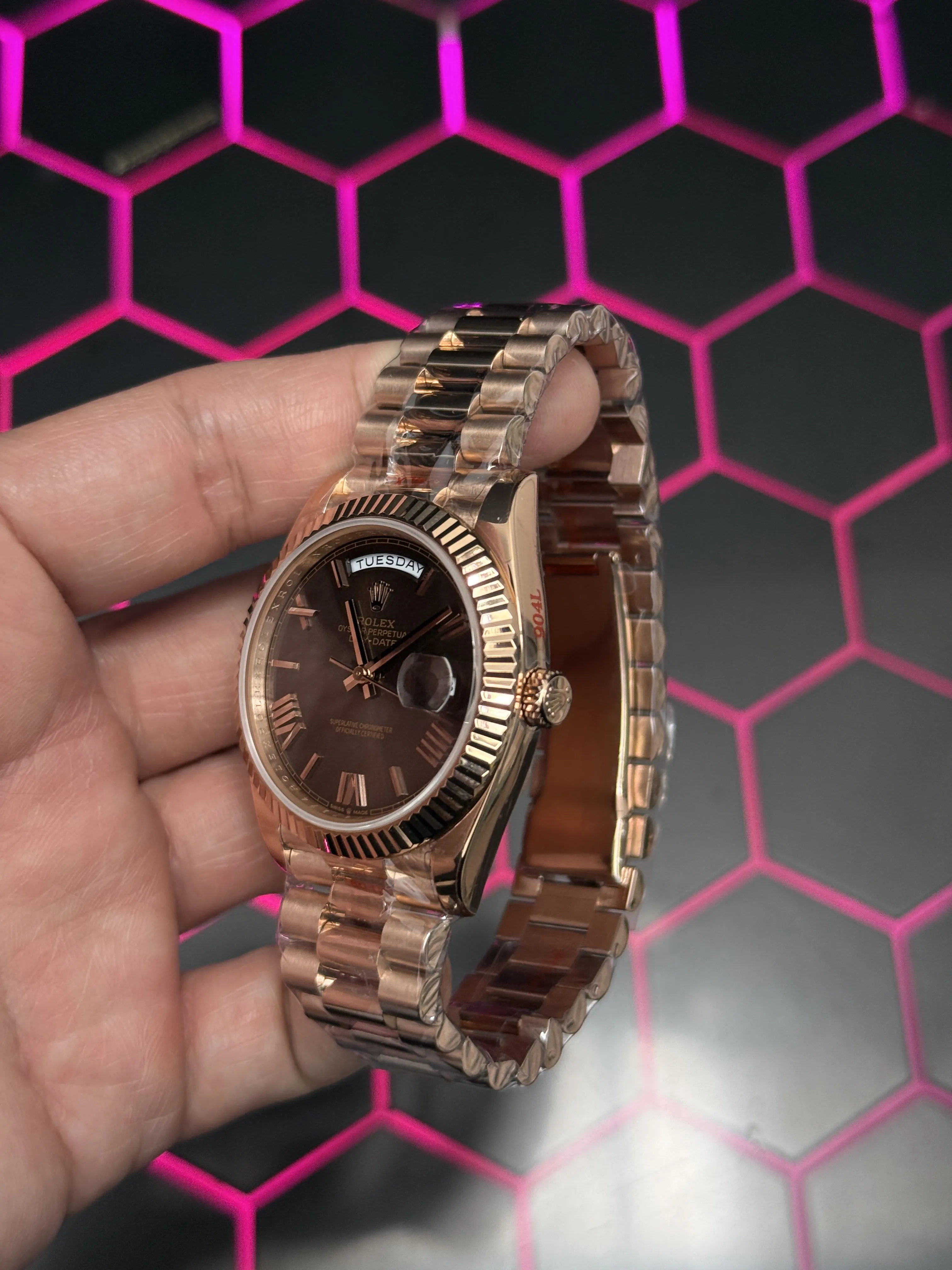 Rolex Day-Date-Style Rose-Gold Brown Dial Watch D391519499 — view 5
