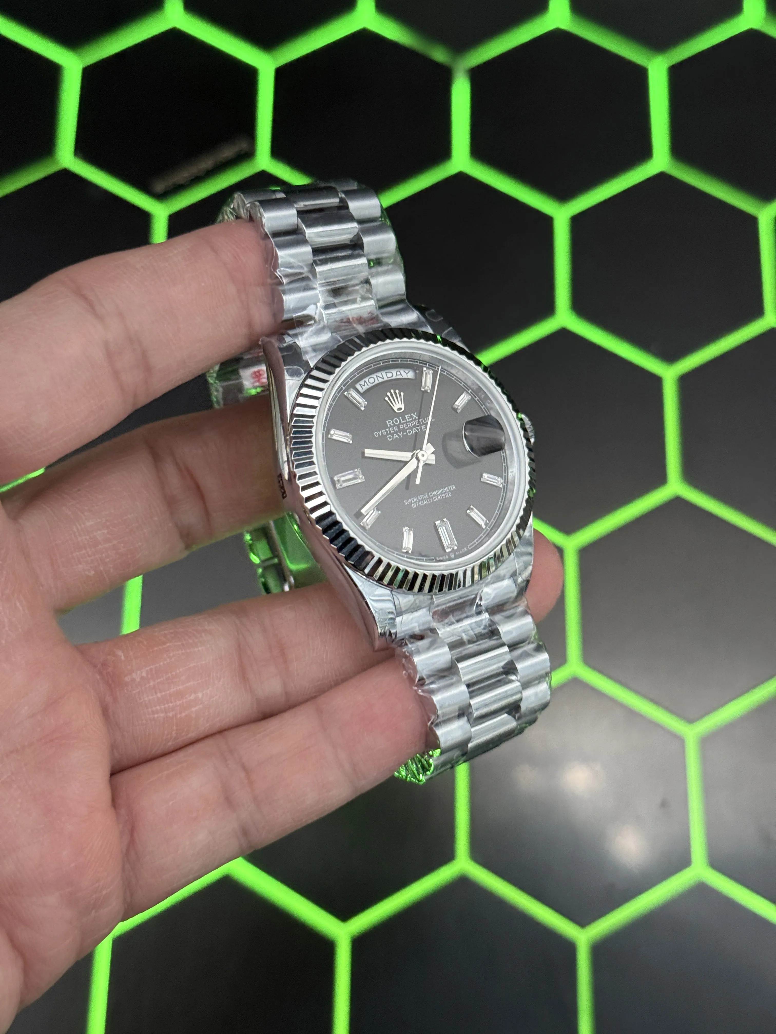 Rolex Day-Date-Style Silver Black Marker Dial Watch D391519502 — view 3
