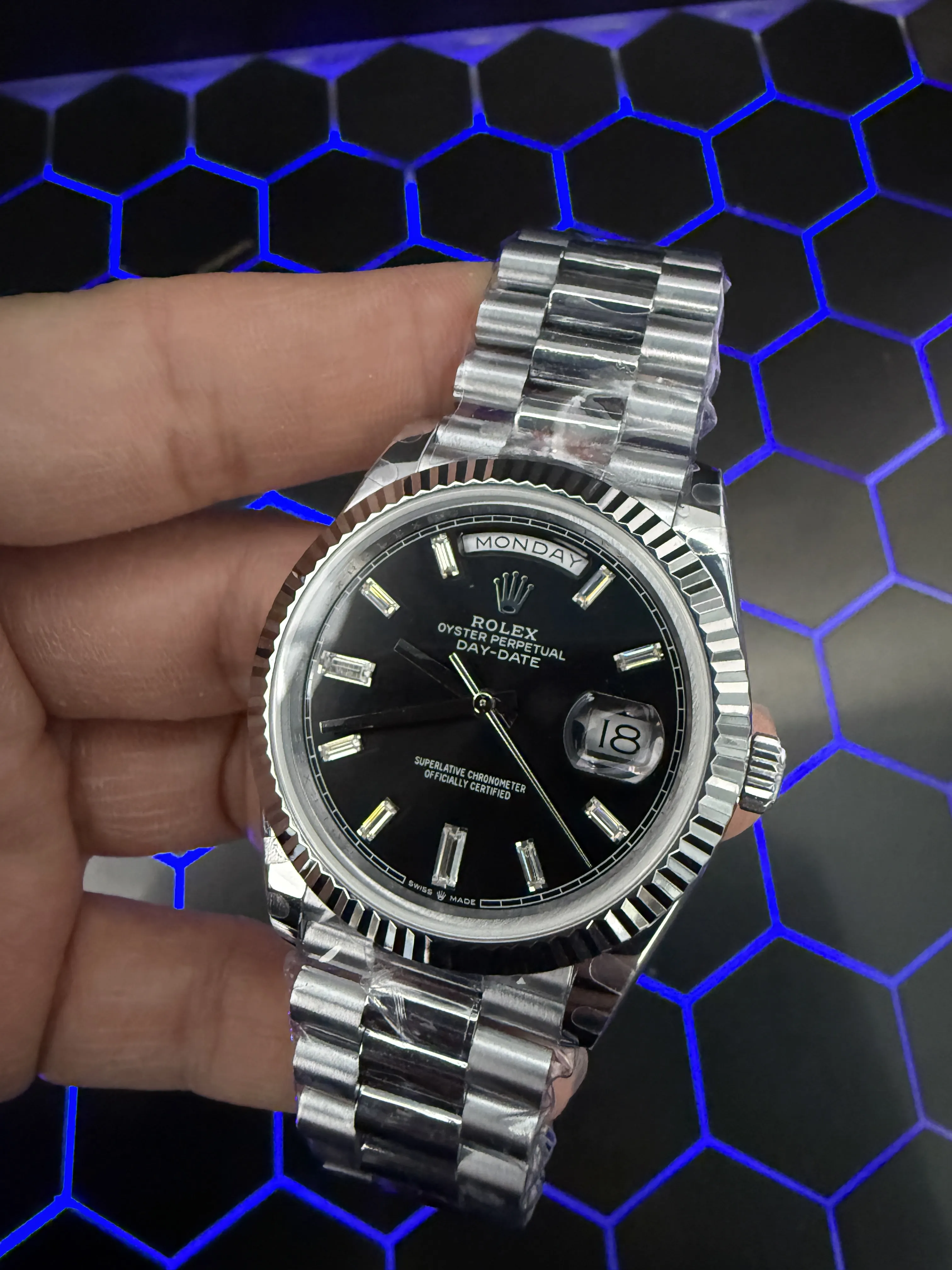 Rolex Day-Date-Style Silver Black Marker Dial Watch D391519502 — view 8