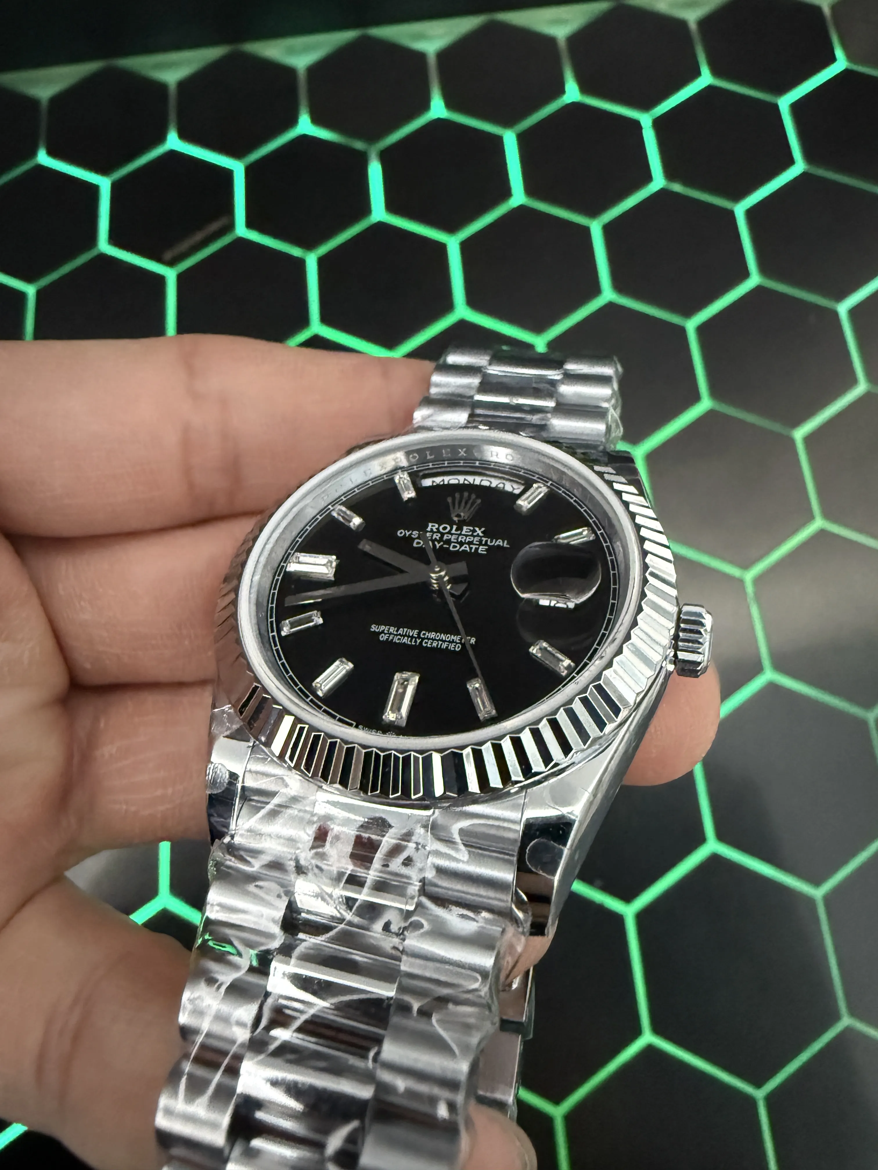 Rolex Day-Date-Style Silver Black Marker Dial Watch D391519502 — view 10