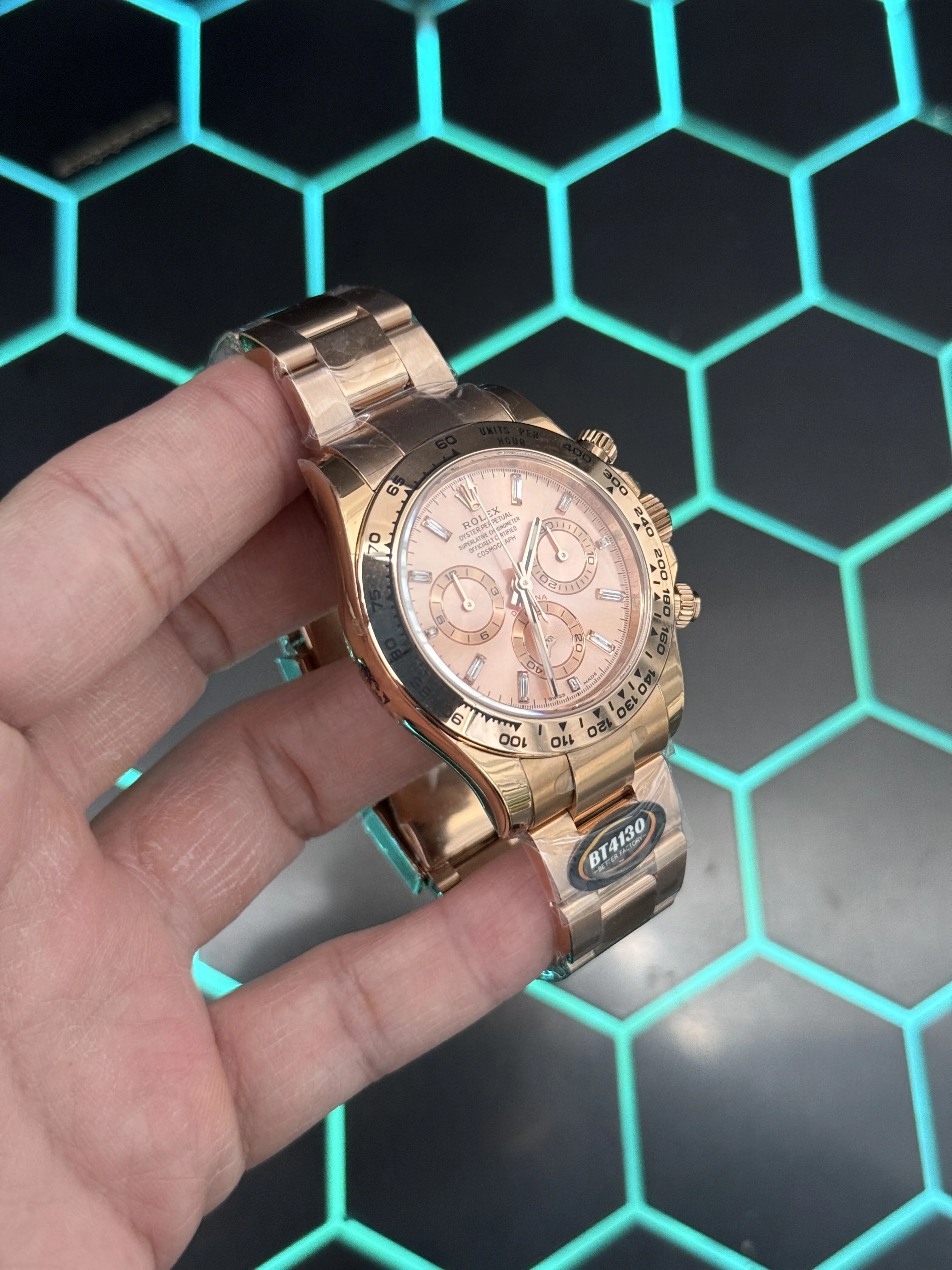 Rolex Daytona-Style Rose-Gold Salmon Dial Chronograph Watch D594019503 — view 3