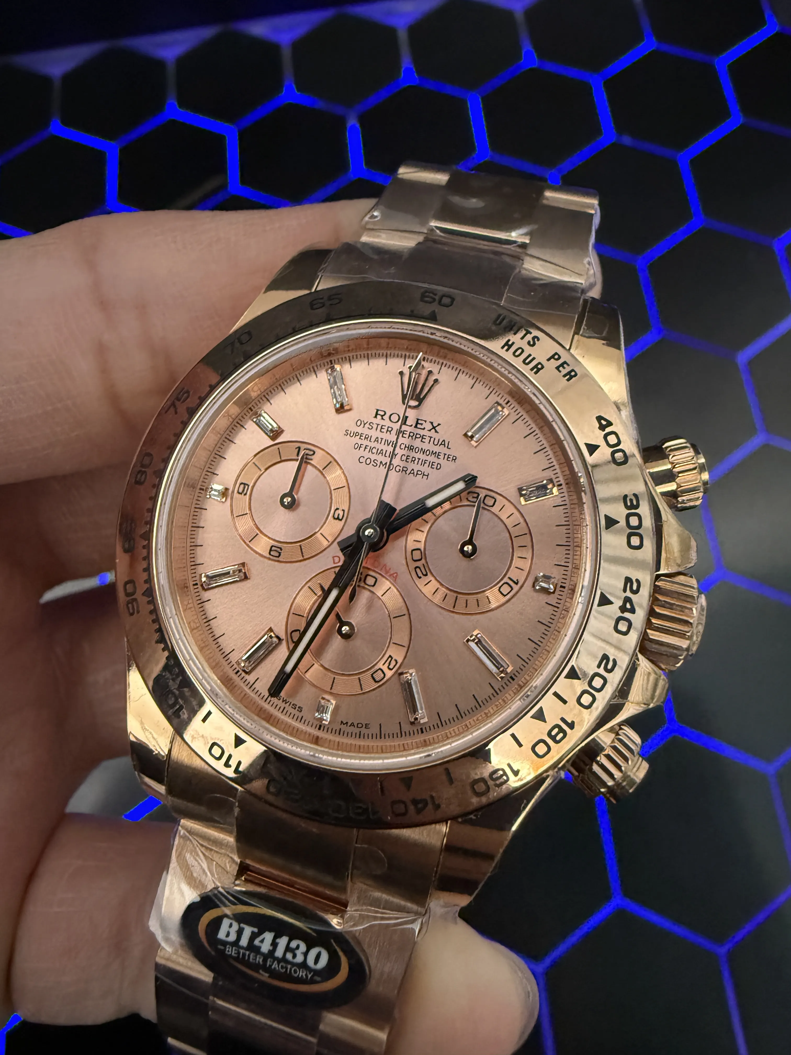 Rolex Daytona-Style Rose-Gold Salmon Dial Chronograph Watch D594019503 — view 8