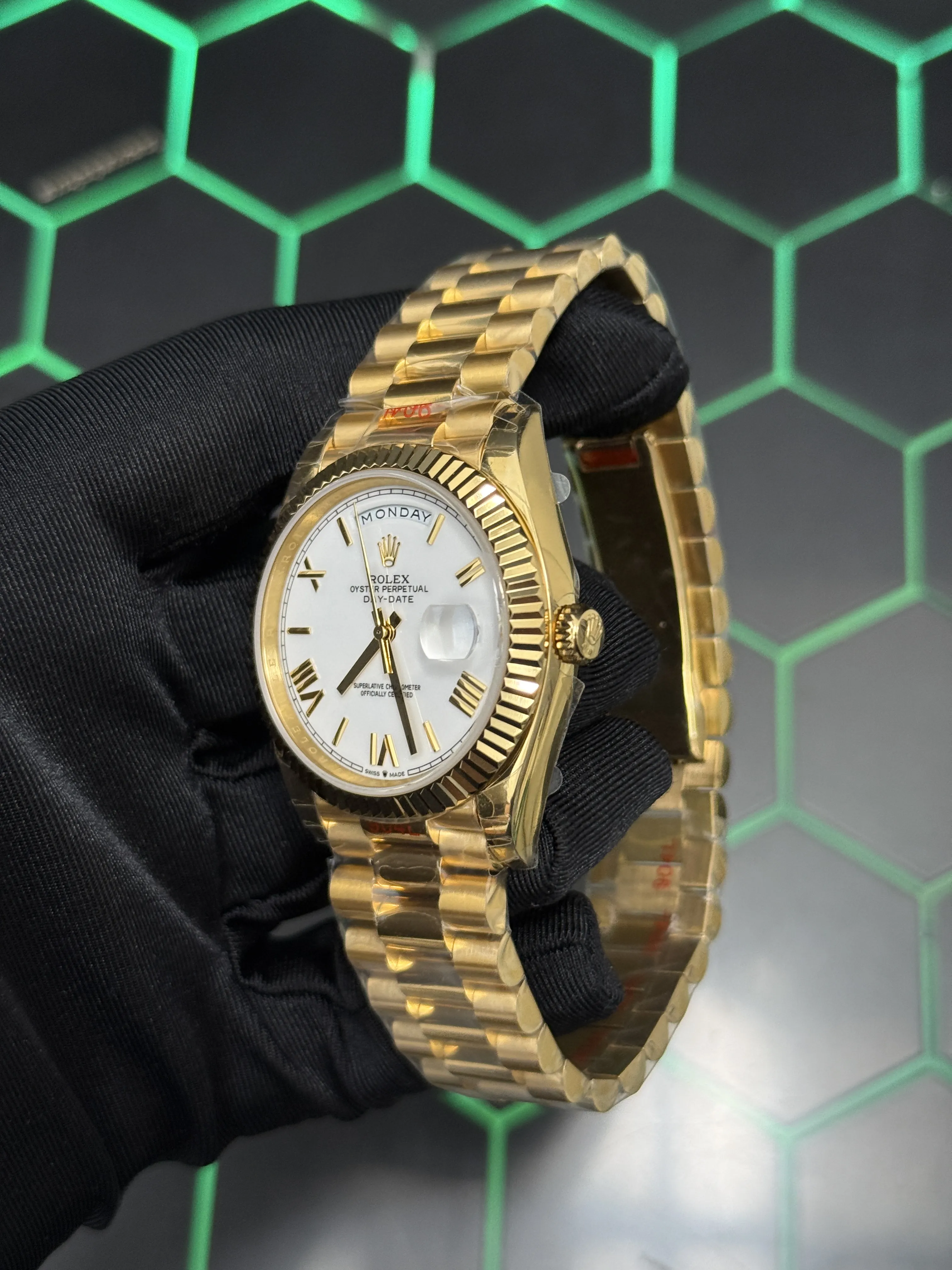 Rolex Day-Date-Style Gold White Roman Dial Watch D391519508 — view 5