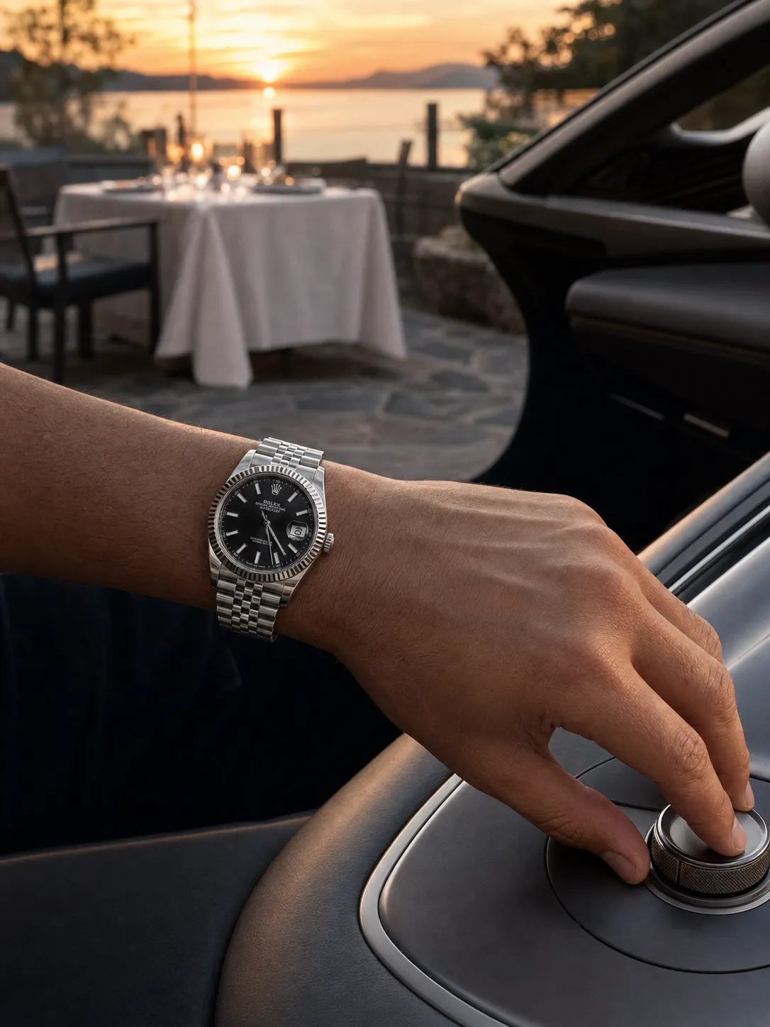 Rolex Datejust-Style Silver Black Dial Jubilee Watch D391519509
