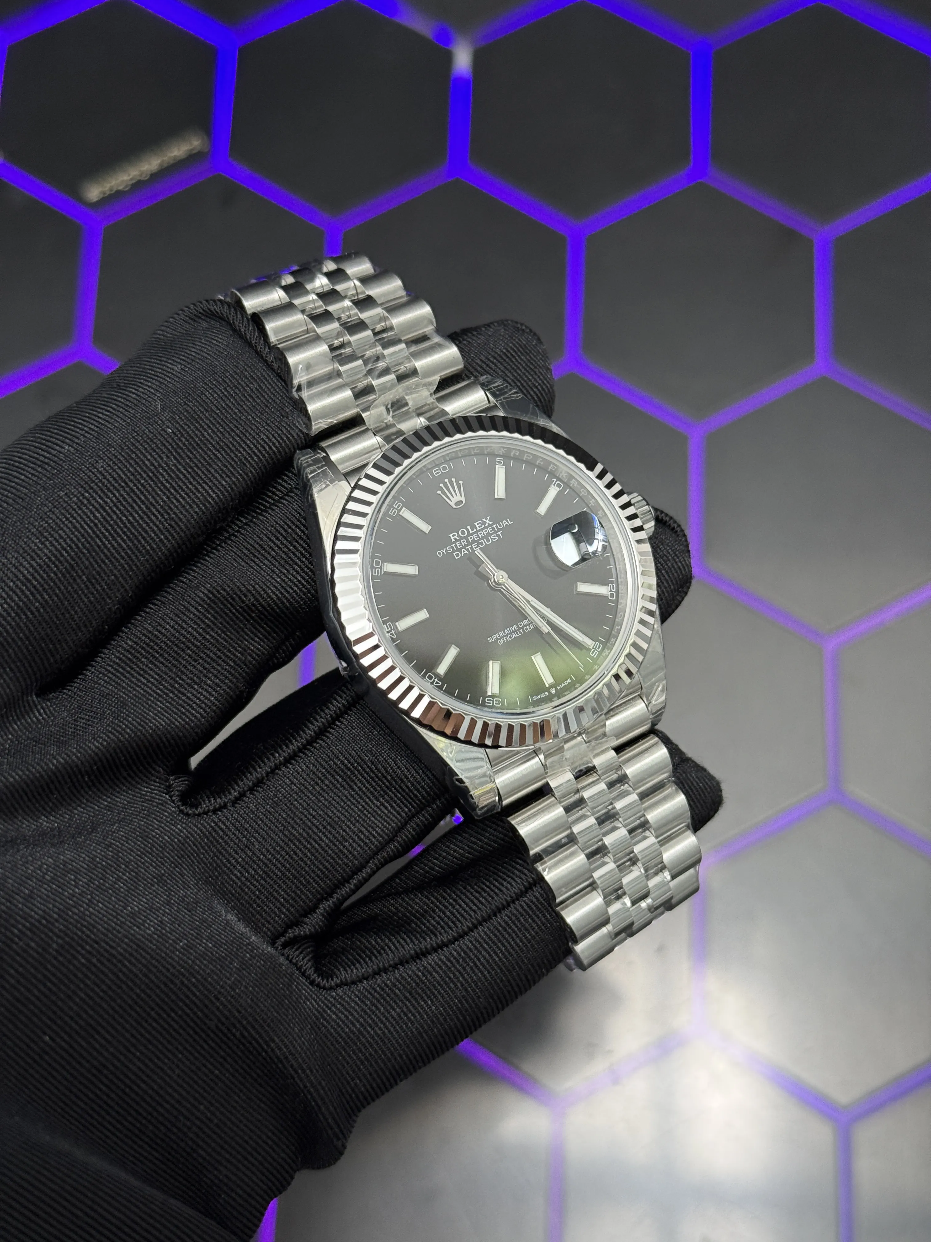 Rolex Datejust-Style Silver Black Dial Jubilee Watch D391519509 — view 3
