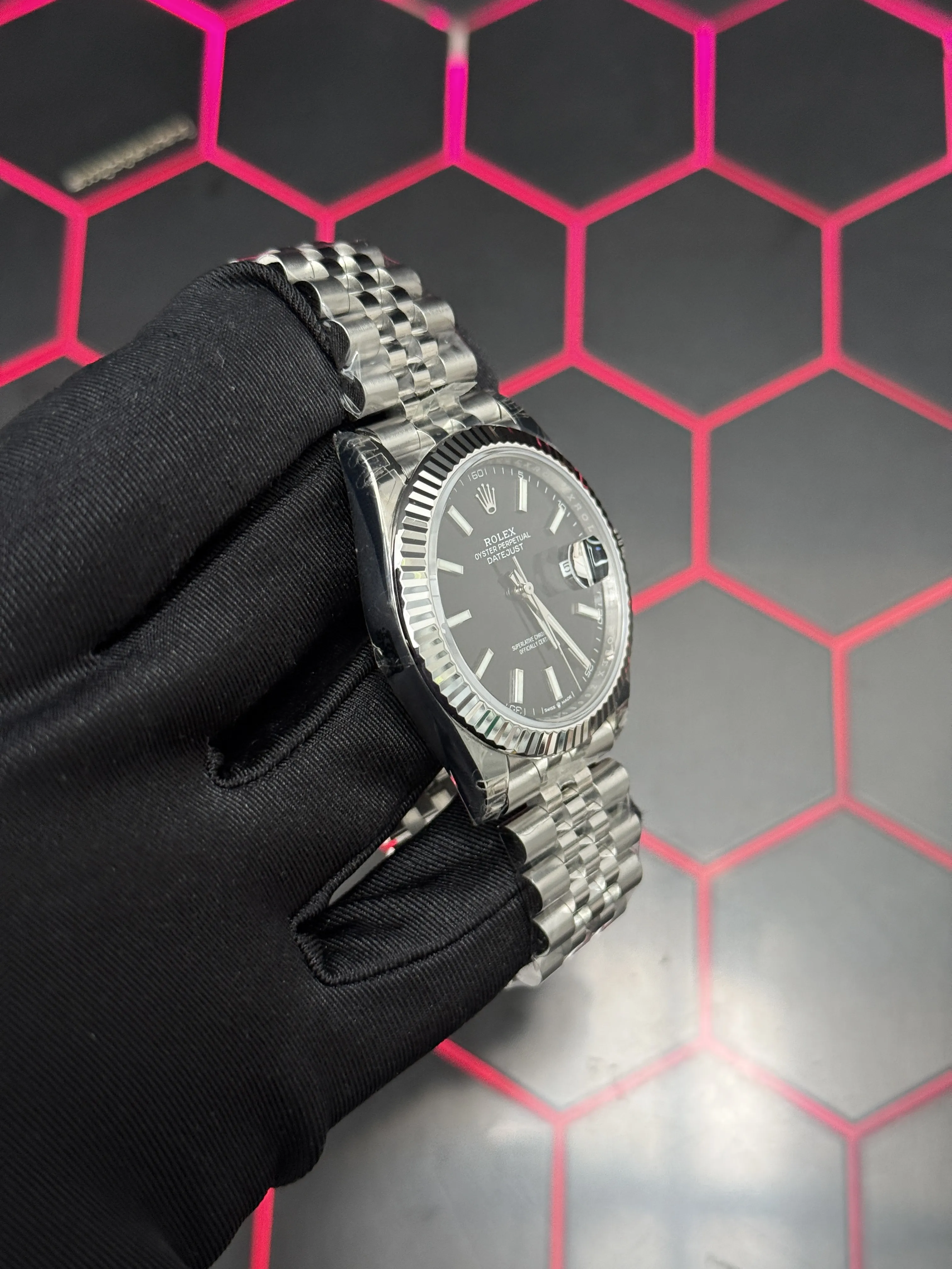 Rolex Datejust-Style Silver Black Dial Jubilee Watch D391519509 — view 4