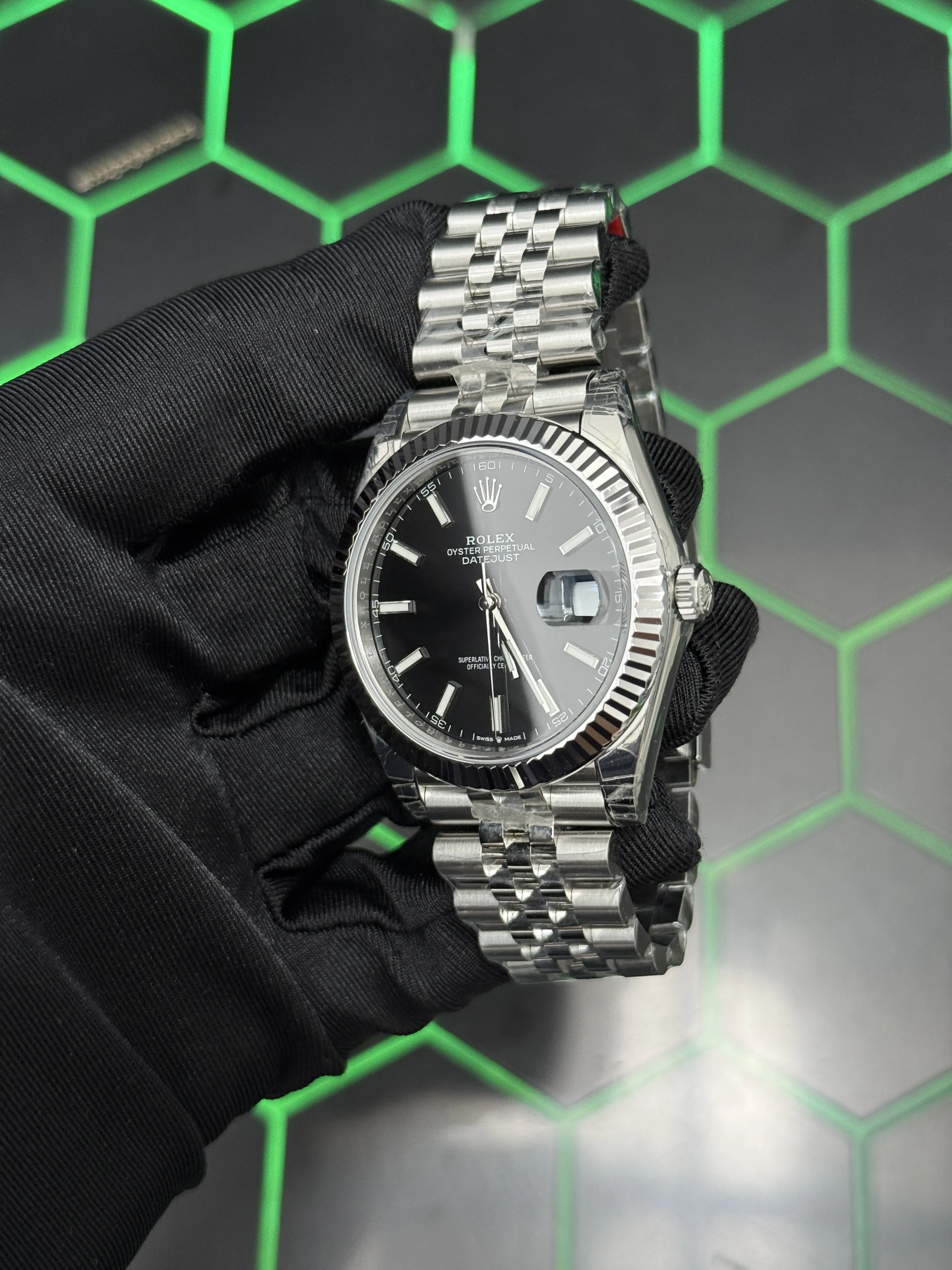 Rolex Datejust-Style Silver Black Dial Jubilee Watch D391519509 — view 5