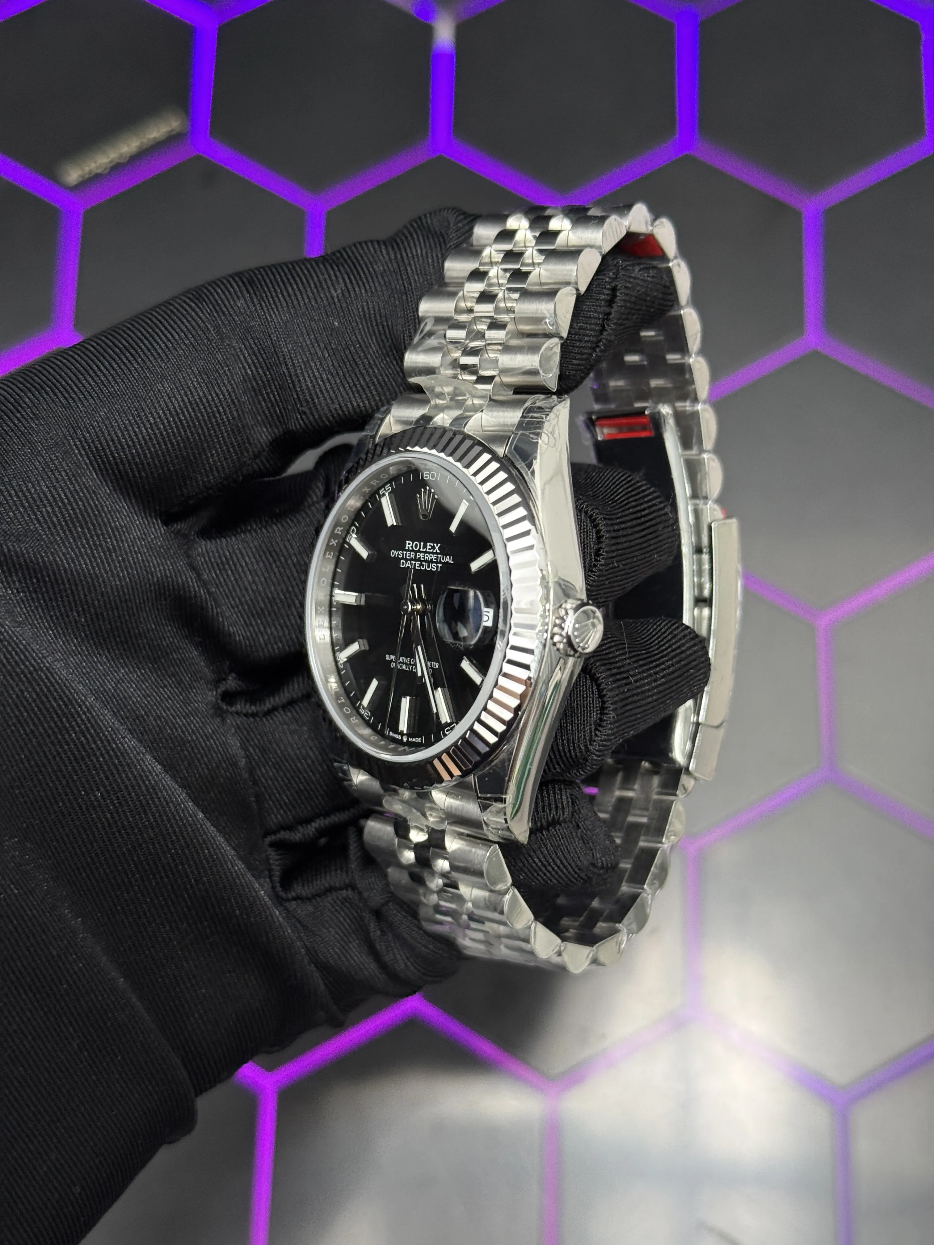 Rolex Datejust-Style Silver Black Dial Jubilee Watch D391519509 — view 6