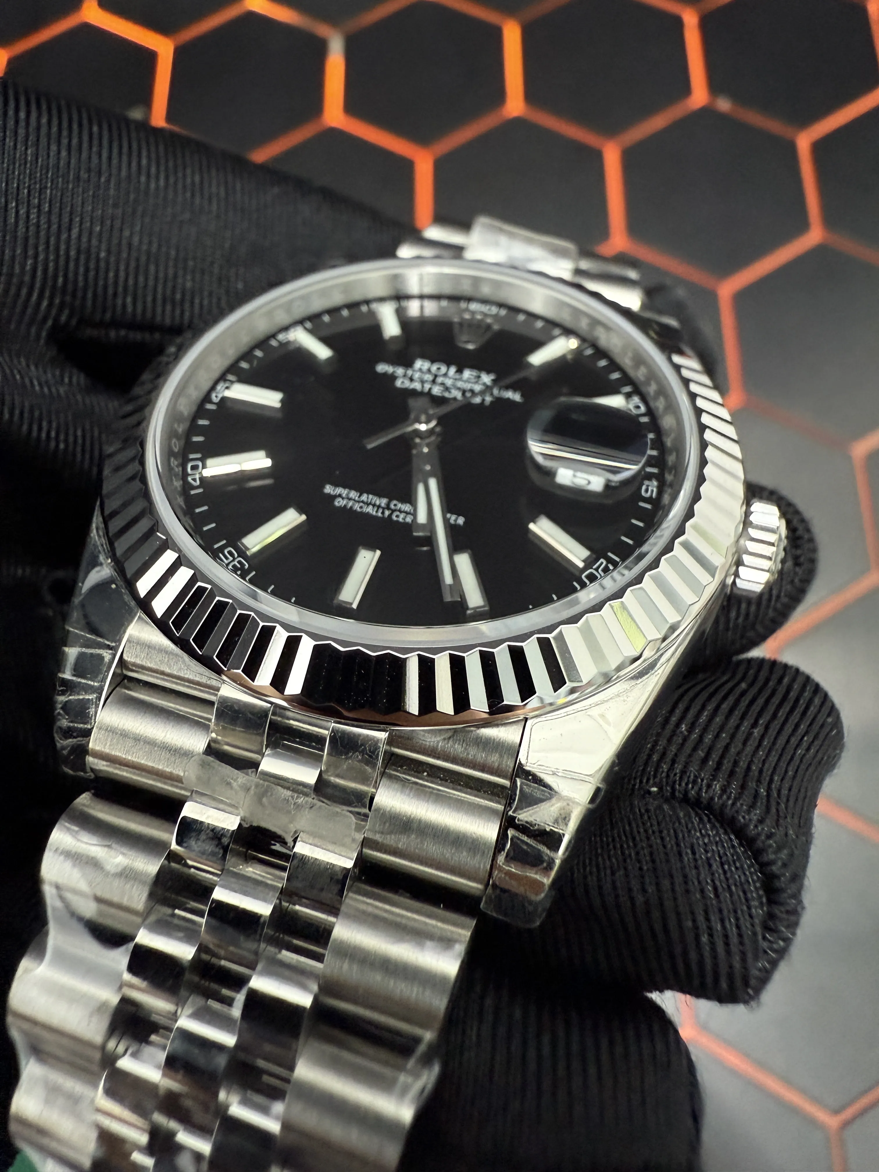 Rolex Datejust-Style Silver Black Dial Jubilee Watch D391519509 — view 11