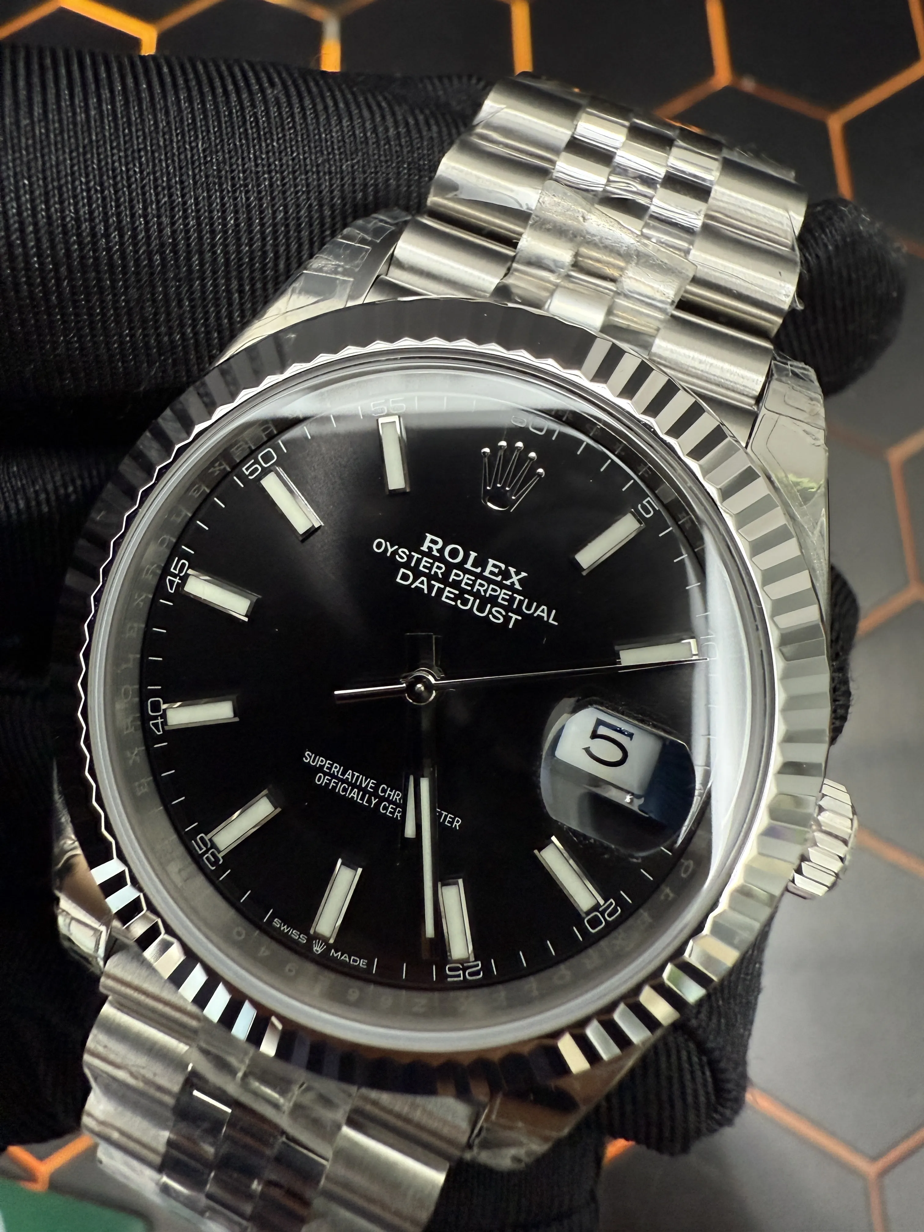 Rolex Datejust-Style Silver Black Dial Jubilee Watch D391519509 — view 12