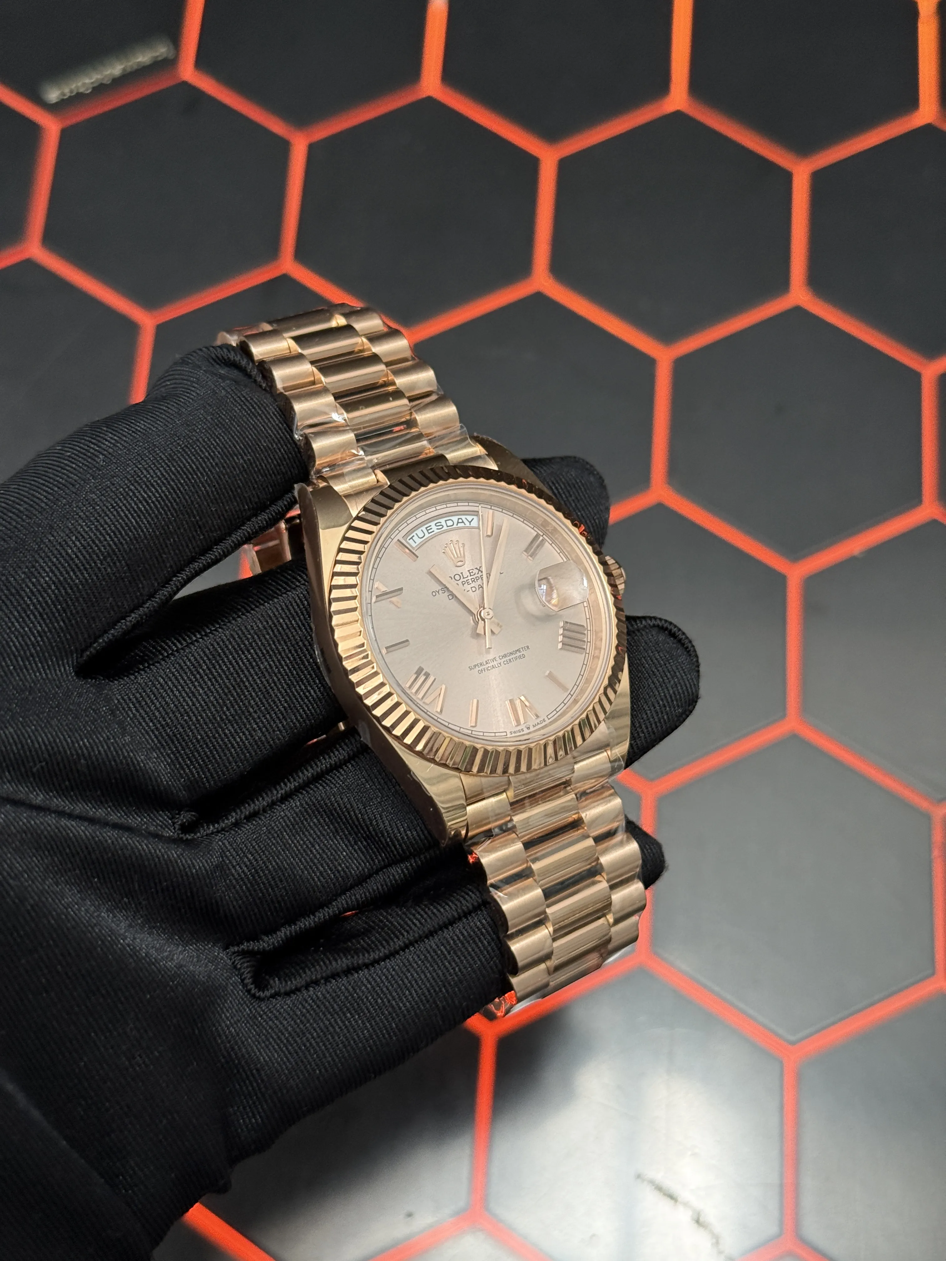 Rolex Day-Date-Style Rose-Gold Champagne Roman Dial Watch D391519511 — view 3
