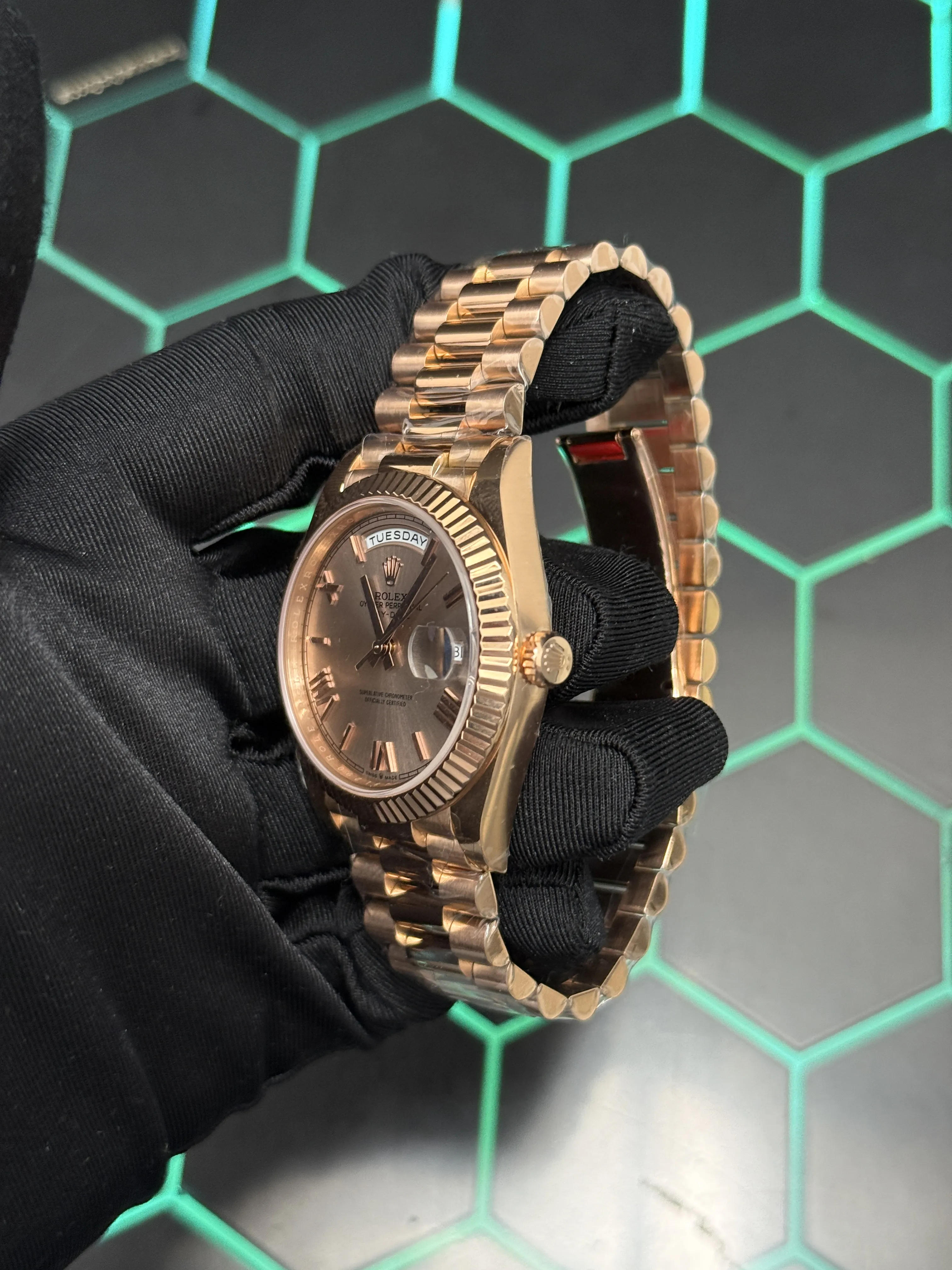 Rolex Day-Date-Style Rose-Gold Champagne Roman Dial Watch D391519511 — view 6