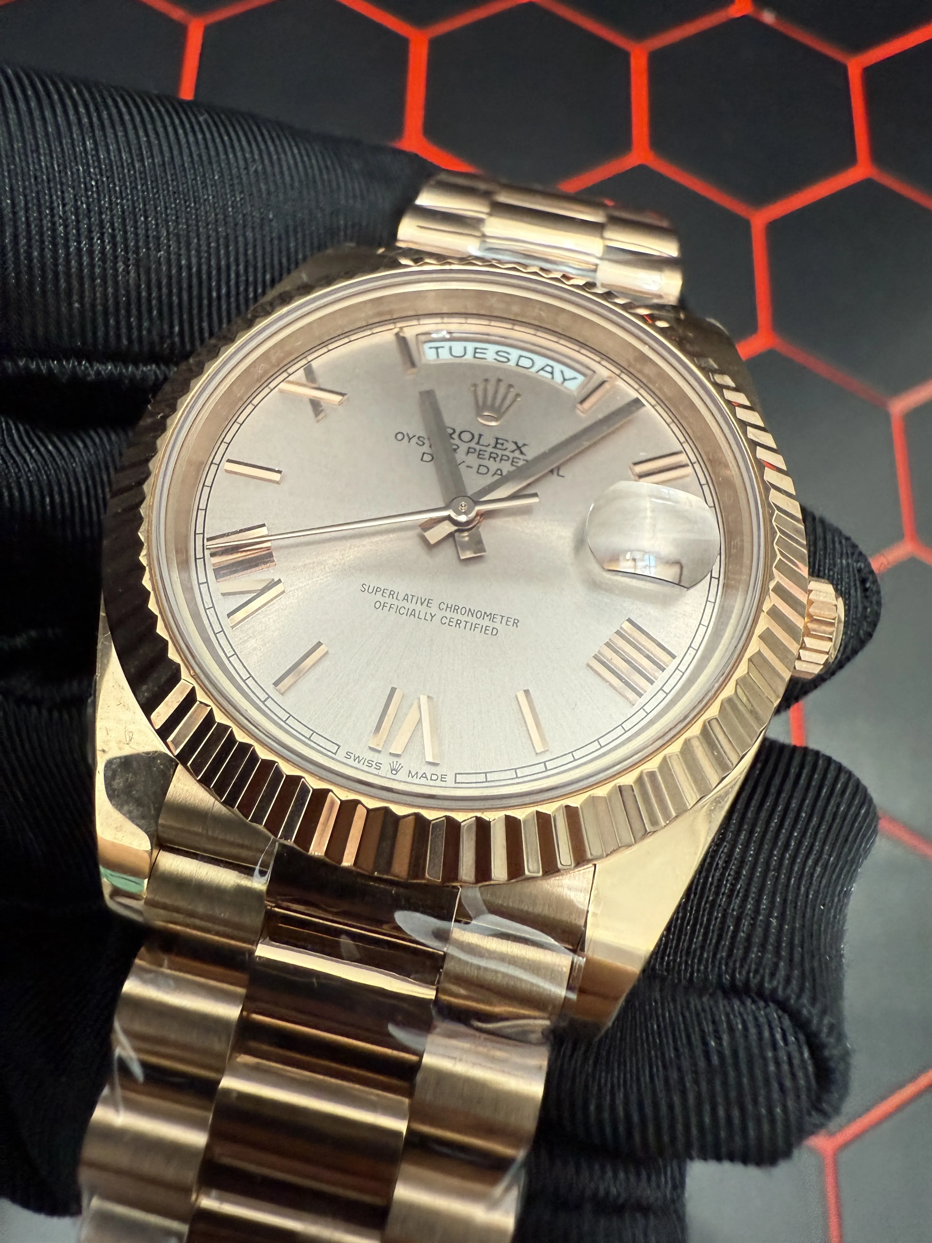 Rolex Day-Date-Style Rose-Gold Champagne Roman Dial Watch D391519511 — view 12