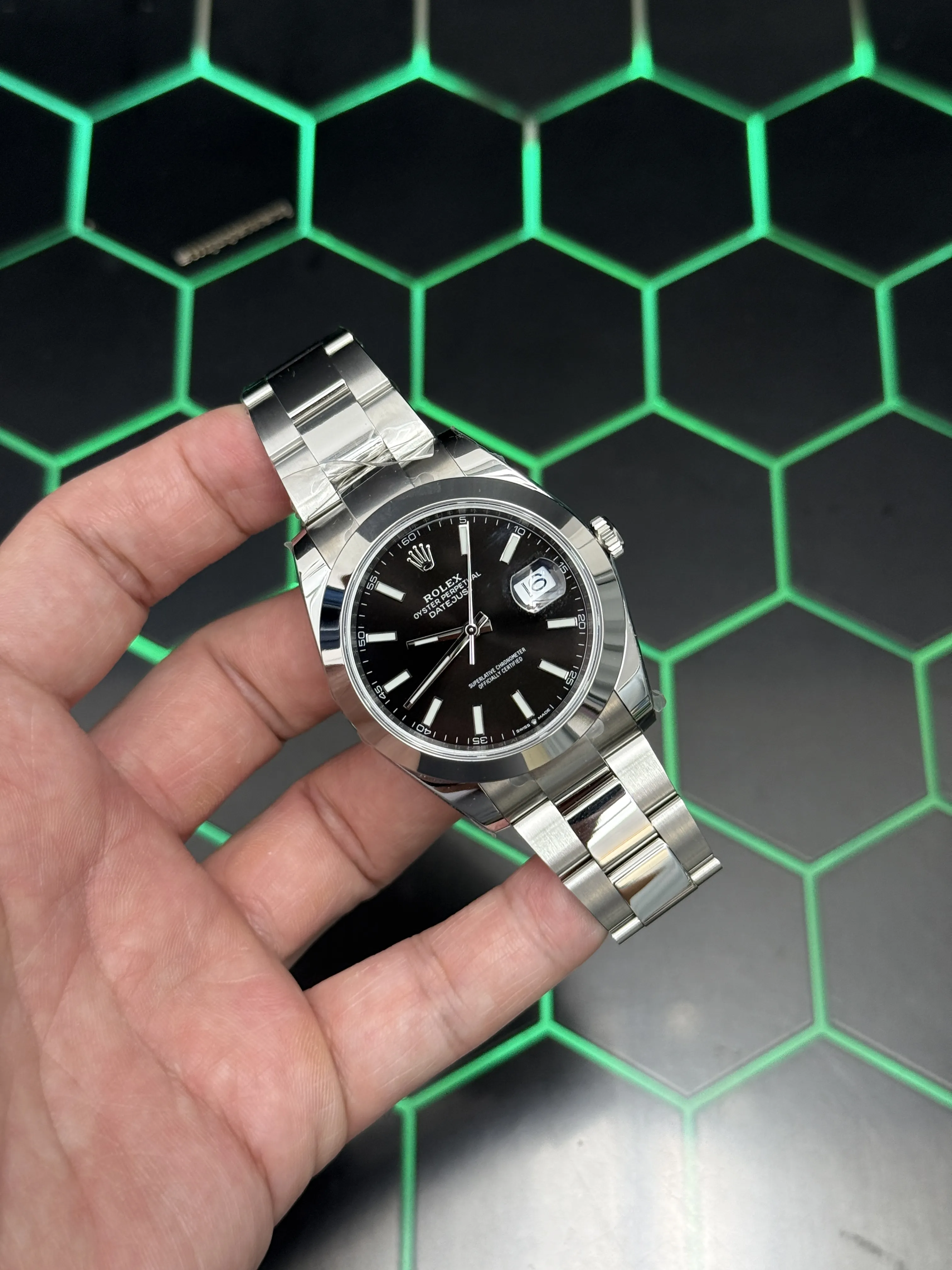 Rolex Datejust-Style Silver Black Dial Oyster Watch D391519513 — view 2