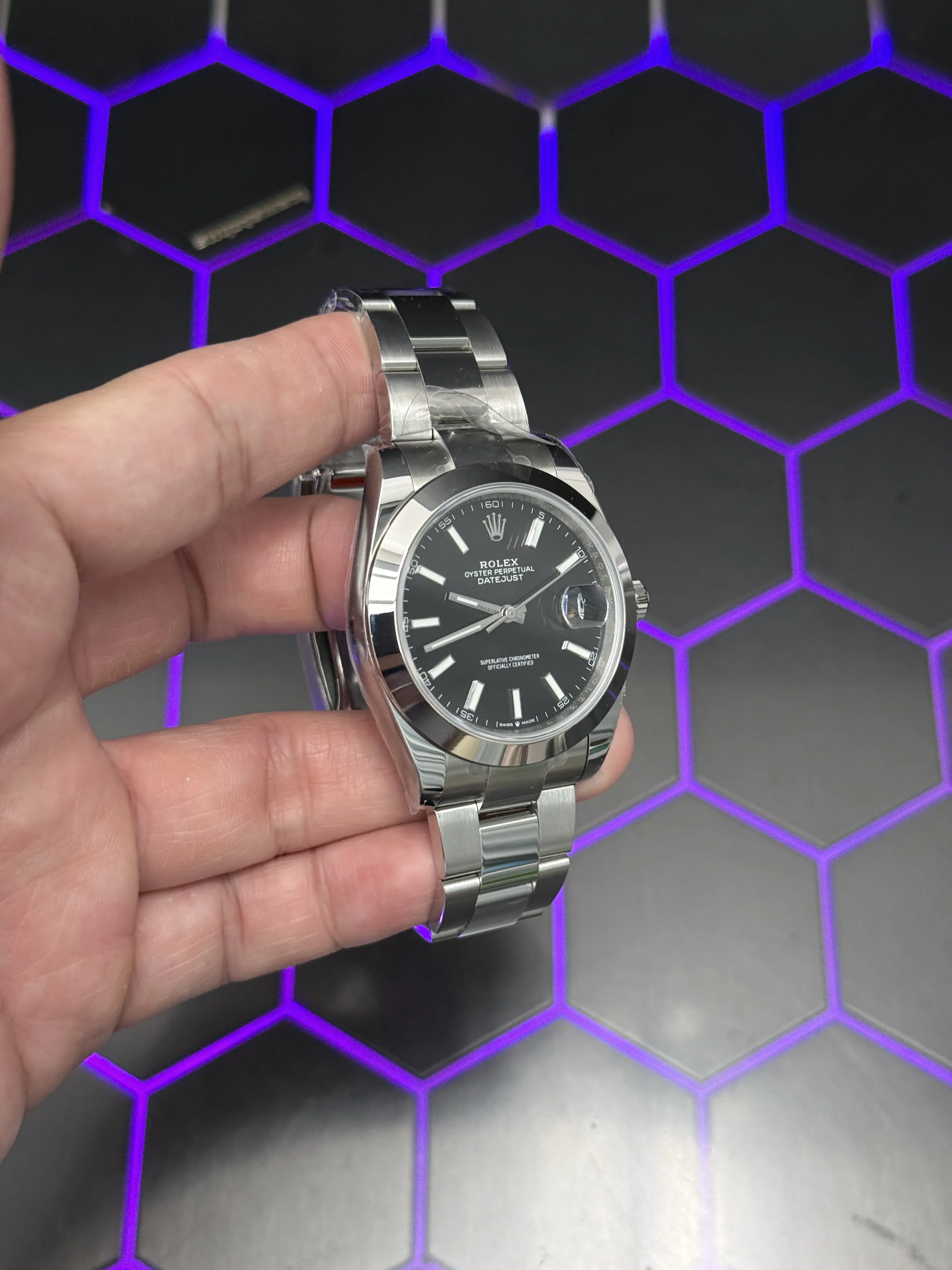 Rolex Datejust-Style Silver Black Dial Oyster Watch D391519513 — view 4