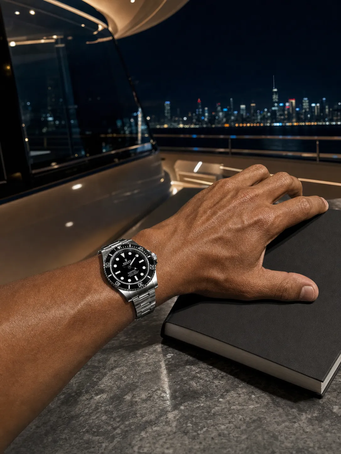 Rolex Submariner-Style Silver Black No-Date Dive Watch D459019514