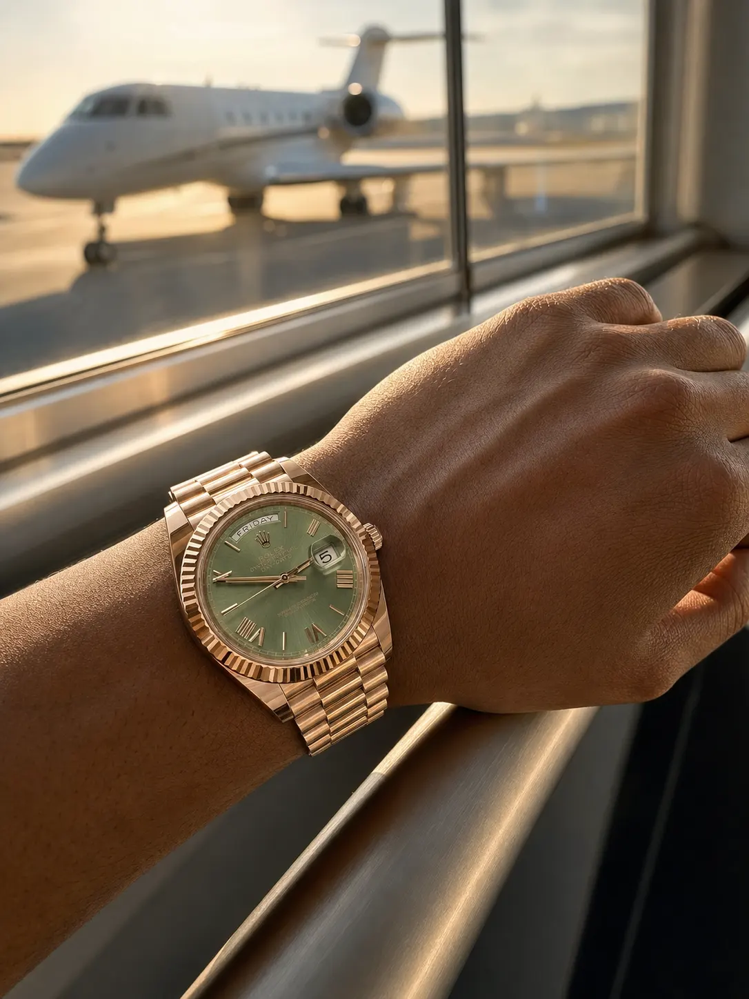 Rolex Day-Date-Style Rose-Gold Sage Green Dial Watch D391519516