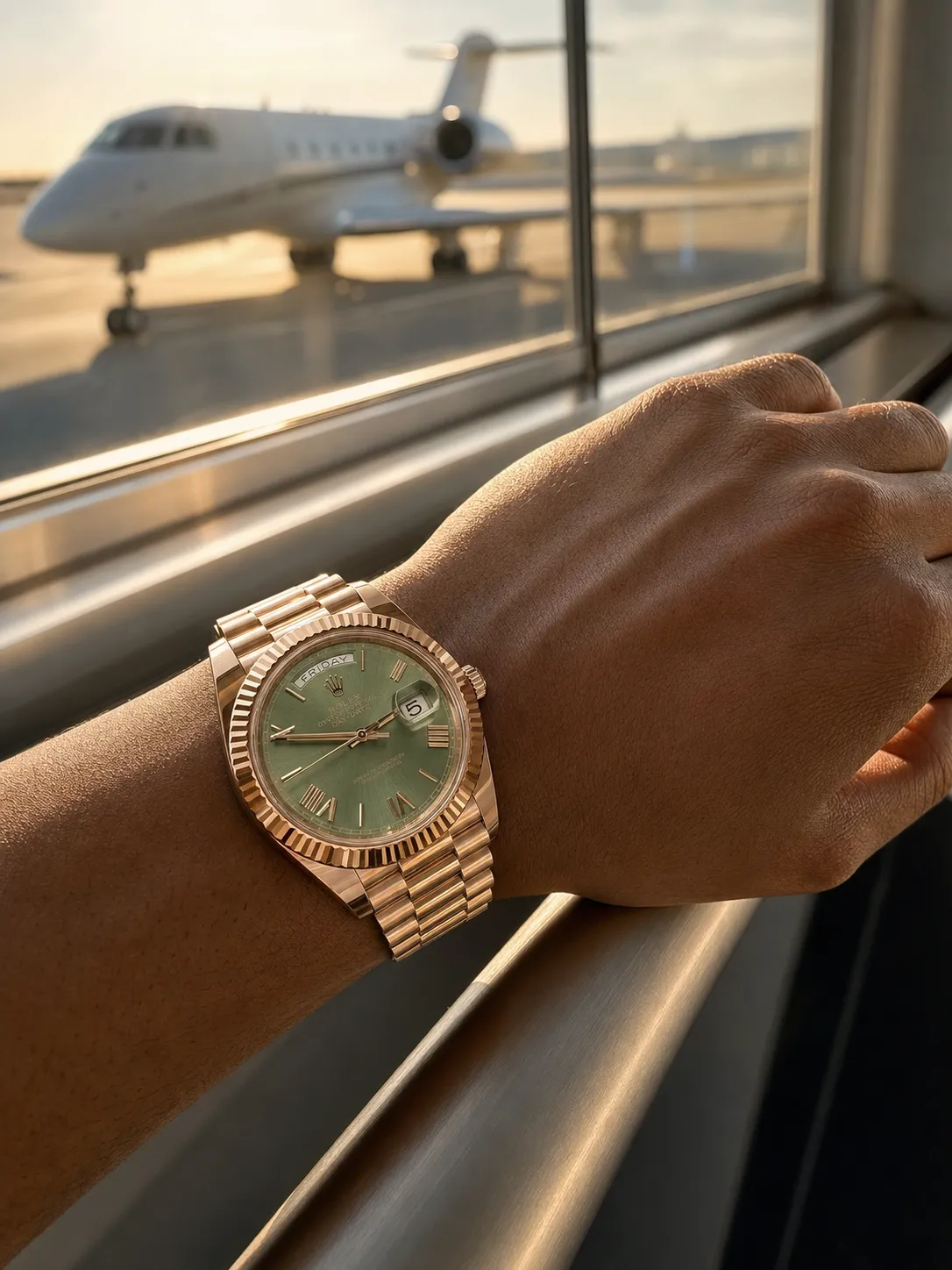 Rolex Day-Date-Style Rose-Gold Sage Green Dial Watch D391519516