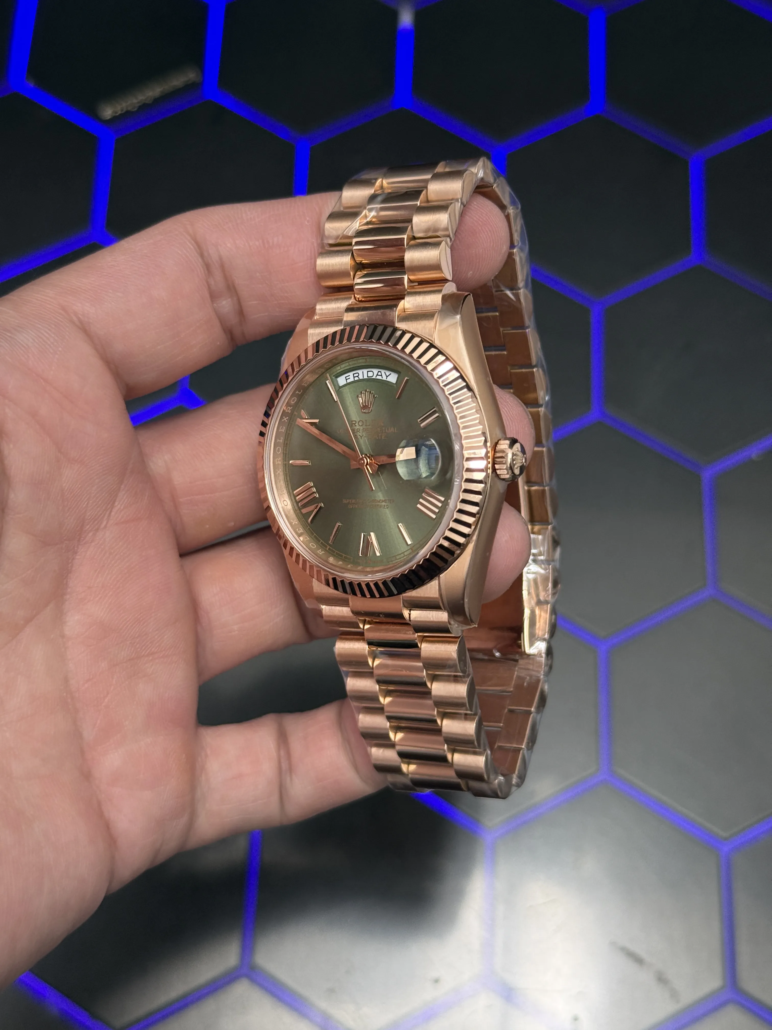 Rolex Day-Date-Style Rose-Gold Sage Green Dial Watch D391519516 — view 5