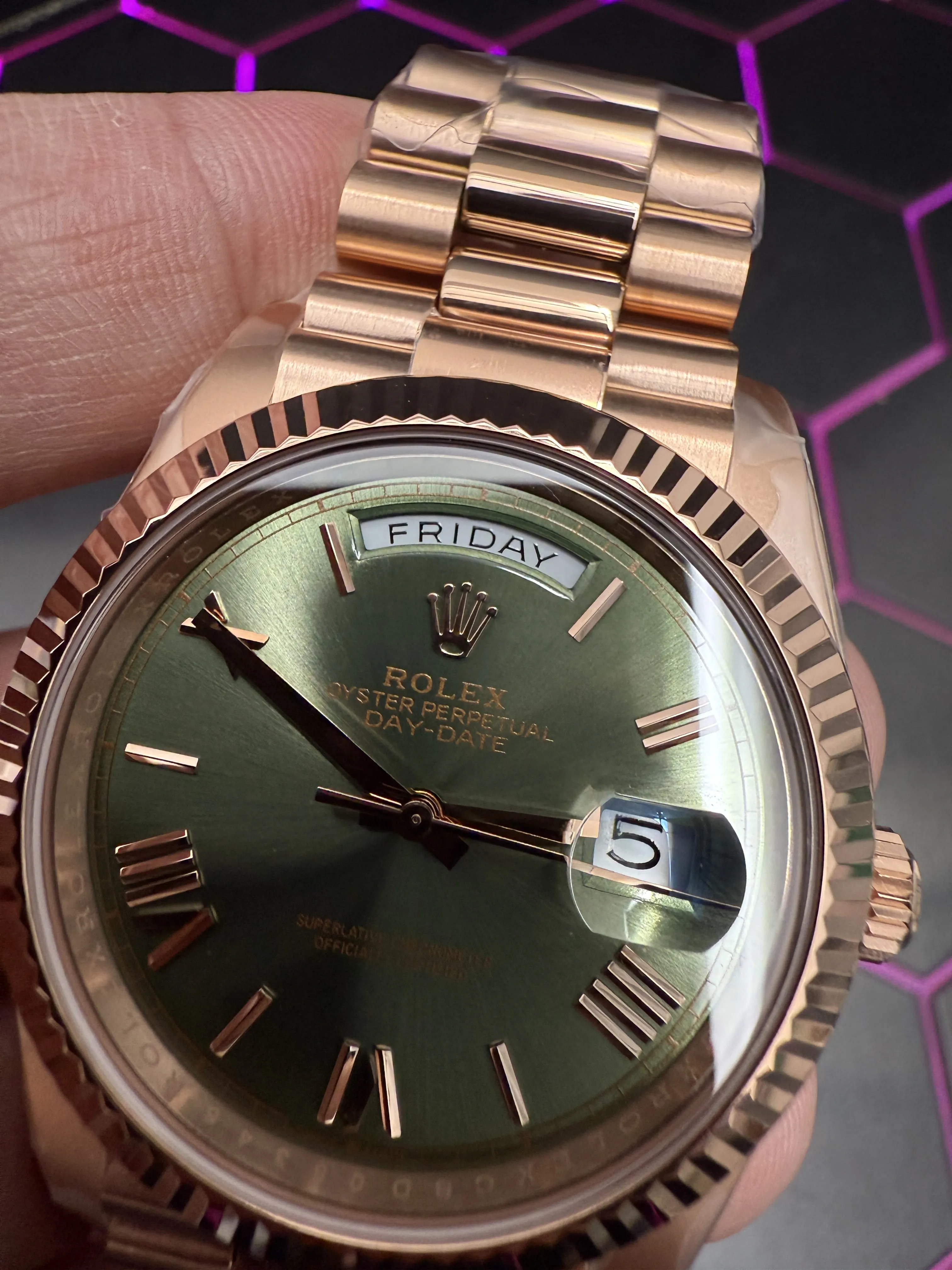 Rolex Day-Date-Style Rose-Gold Sage Green Dial Watch D391519516 — view 9