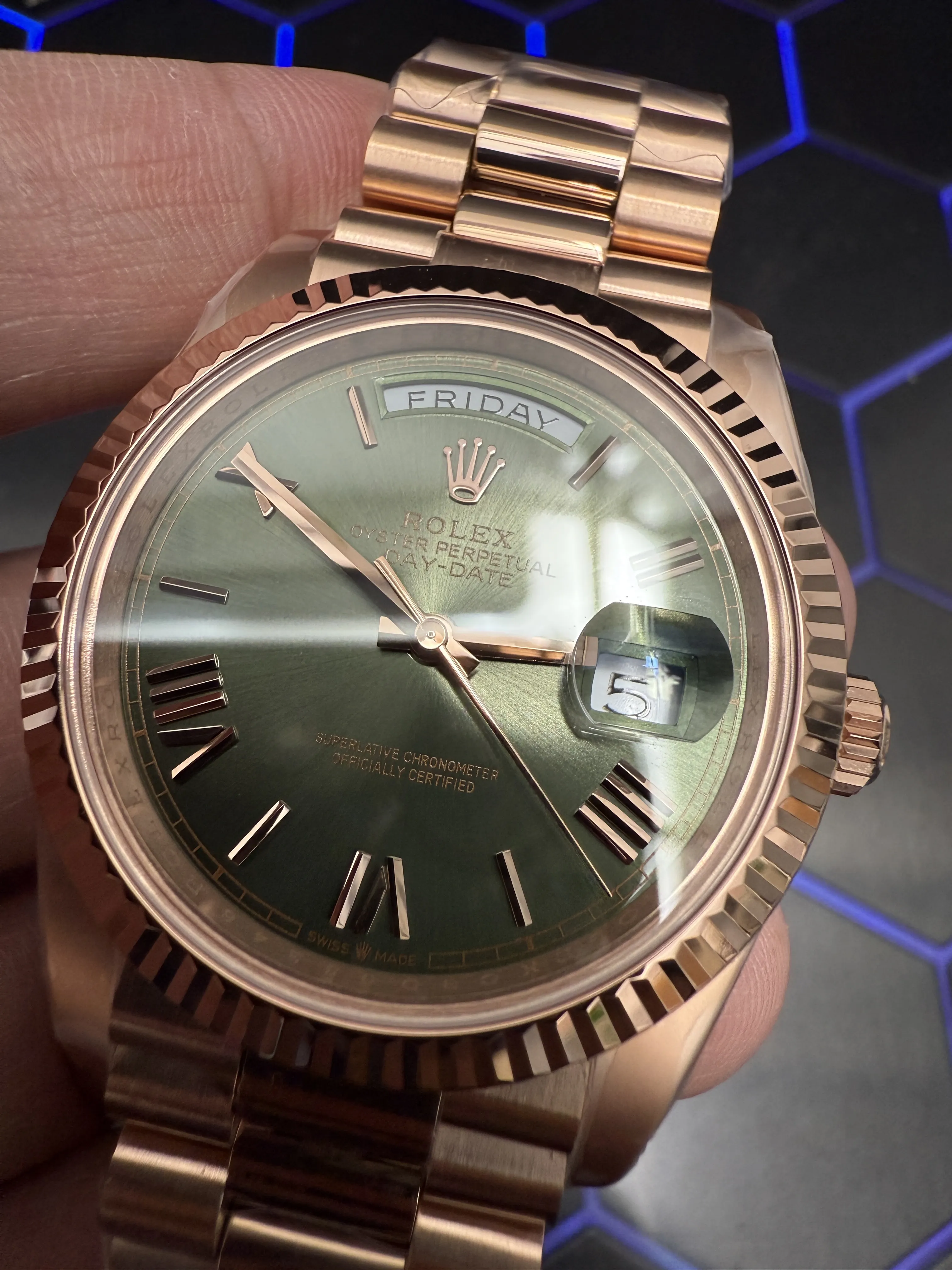 Rolex Day-Date-Style Rose-Gold Sage Green Dial Watch D391519516 — view 10