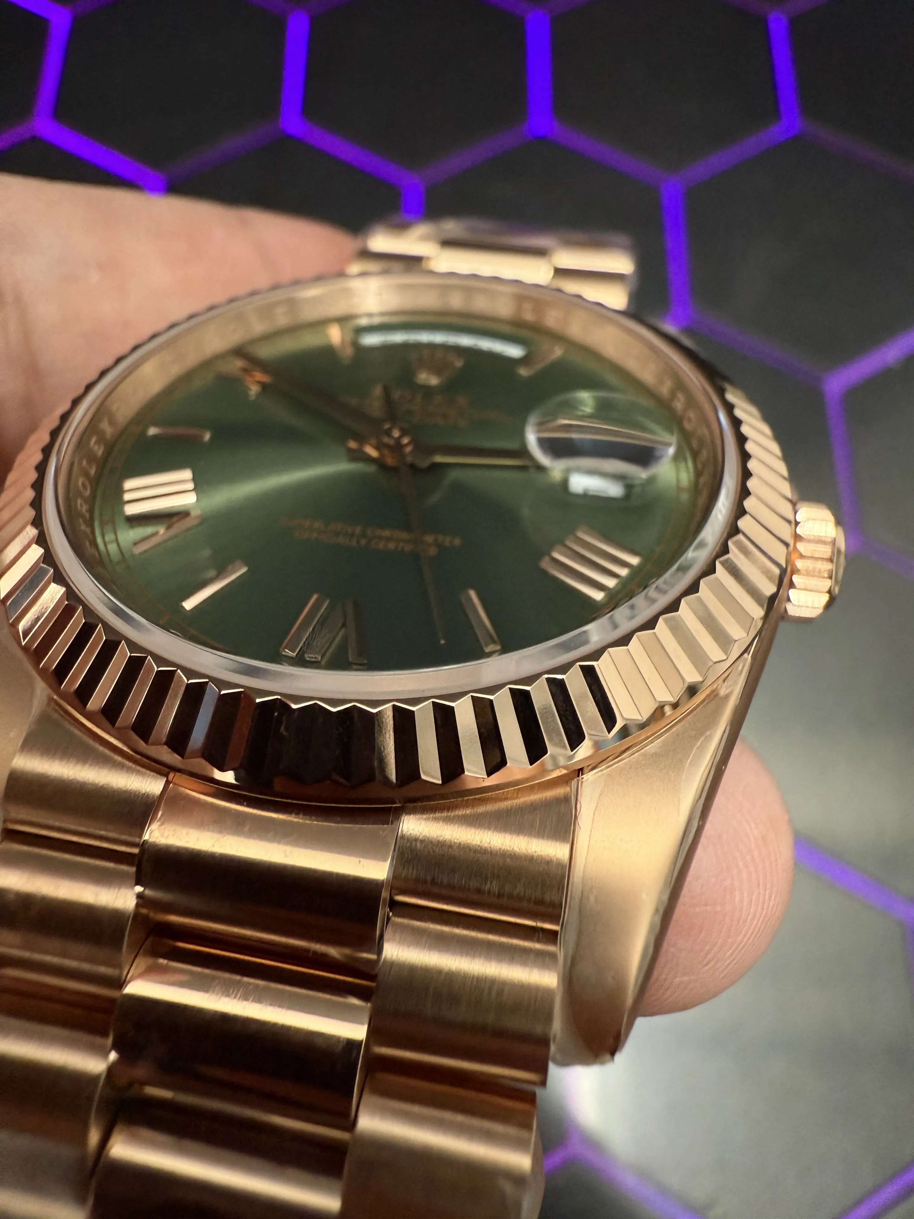 Rolex Day-Date-Style Rose-Gold Sage Green Dial Watch D391519516 — view 12