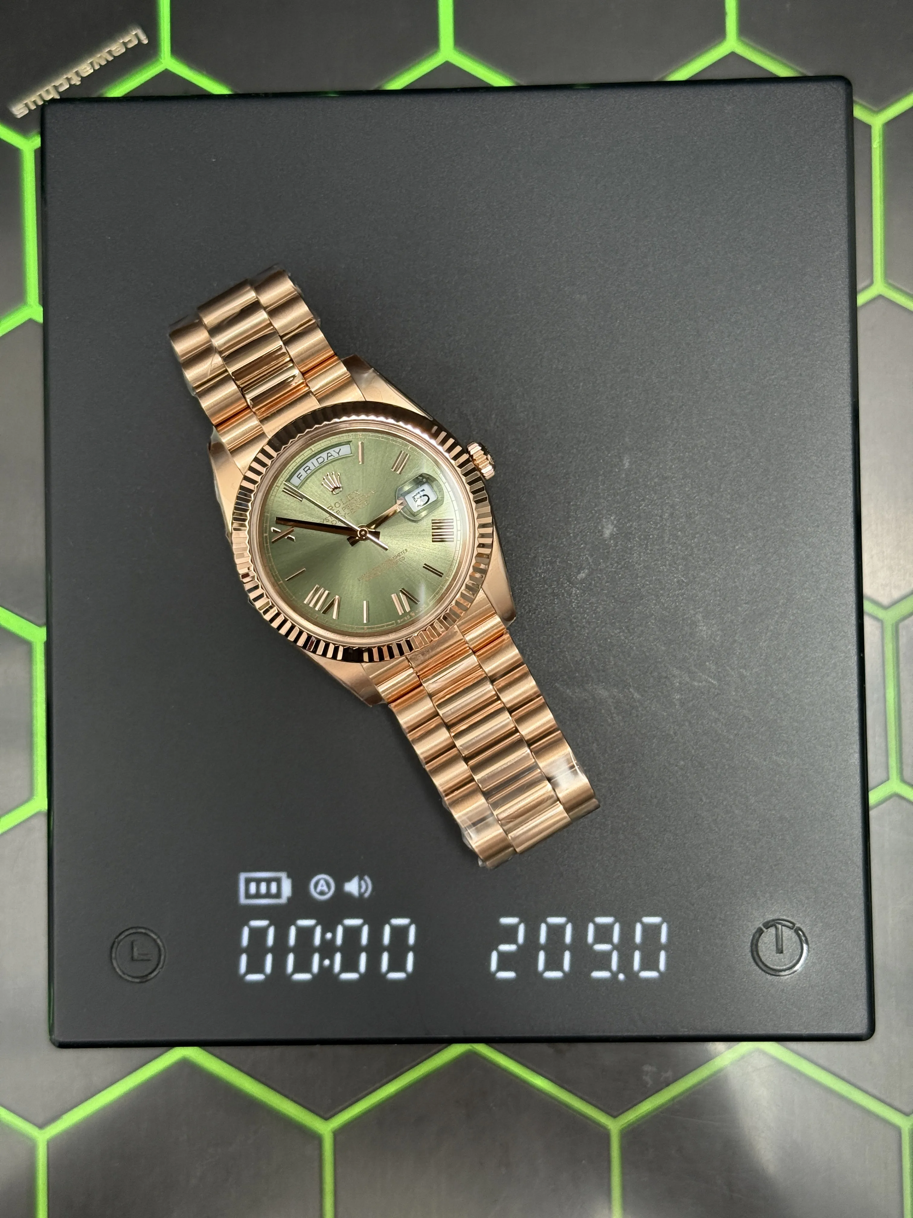Rolex Day-Date-Style Rose-Gold Sage Green Dial Watch D391519516 — view 14