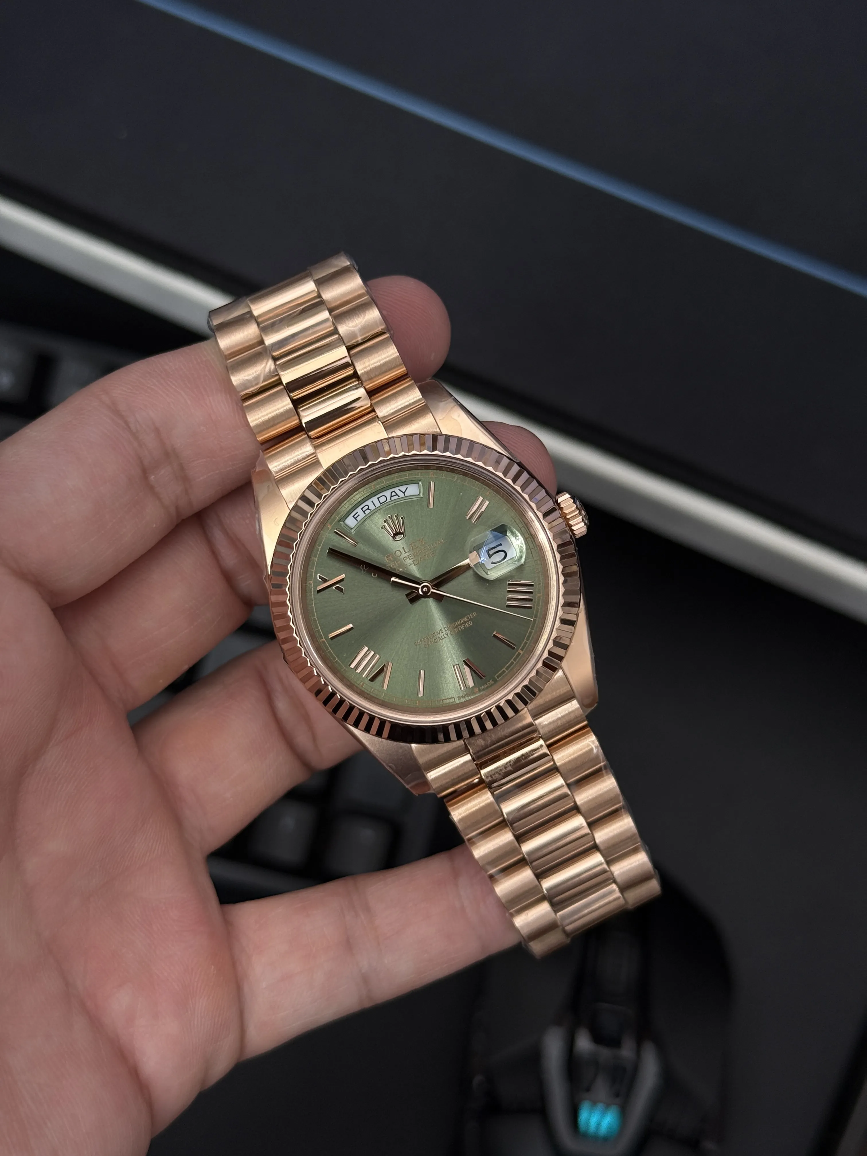 Rolex Day-Date-Style Rose-Gold Sage Green Dial Watch D391519516 — view 16