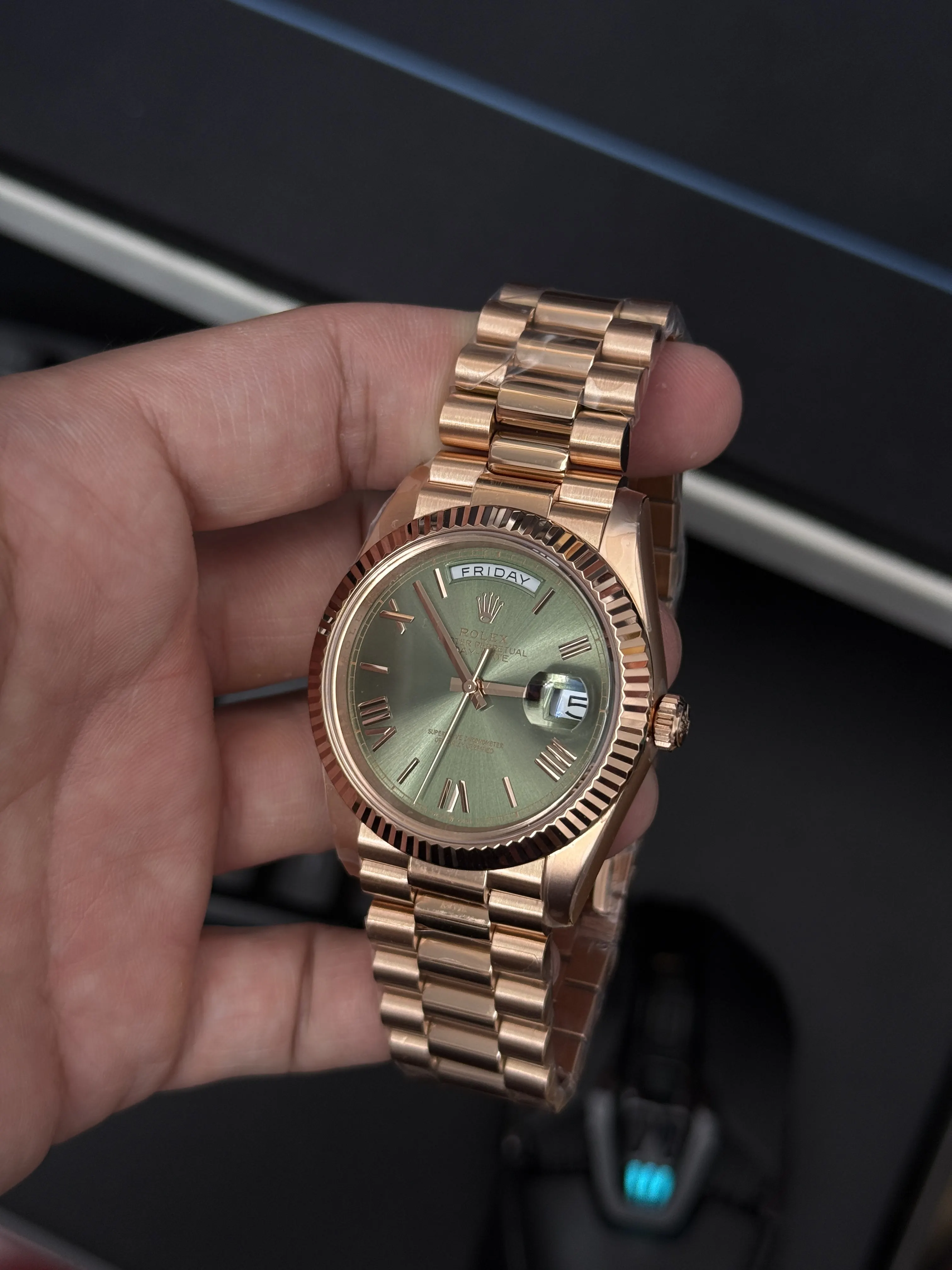 Rolex Day-Date-Style Rose-Gold Sage Green Dial Watch D391519516 — view 18