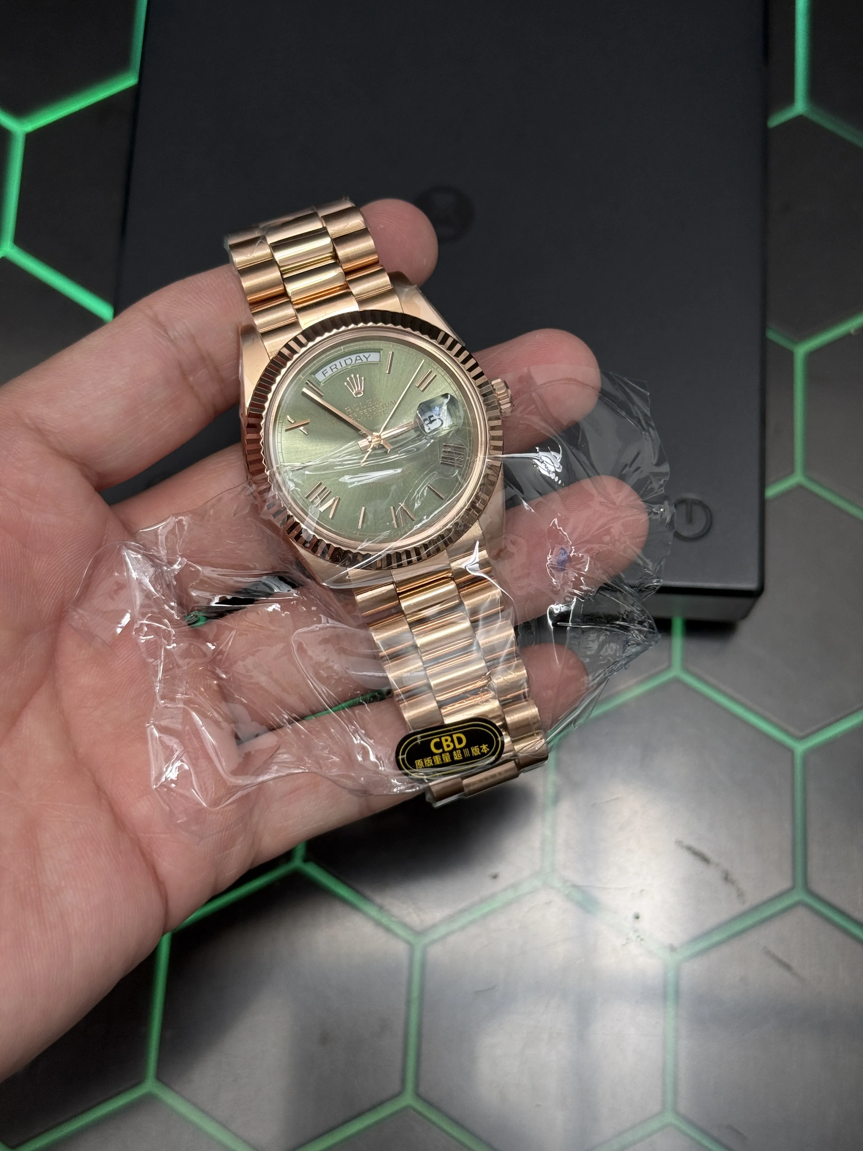 Rolex Day-Date-Style Rose-Gold Sage Green Dial Watch D391519516 — view 19