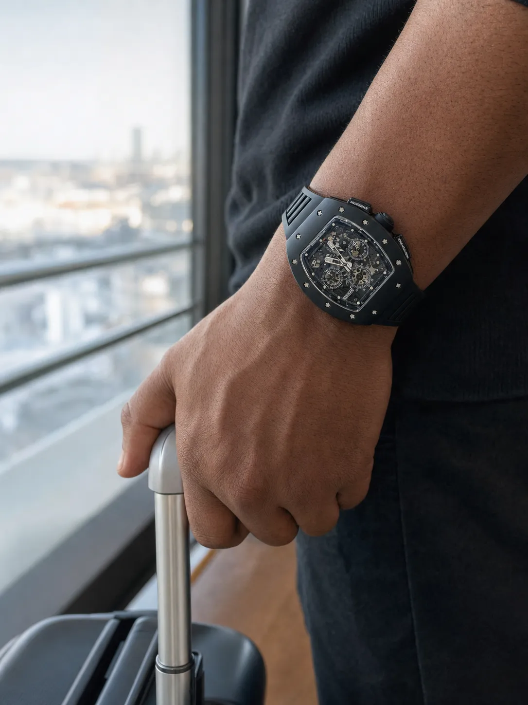 Richard Mille RM 011-Style Black Openworked Chronograph Watch D540019517