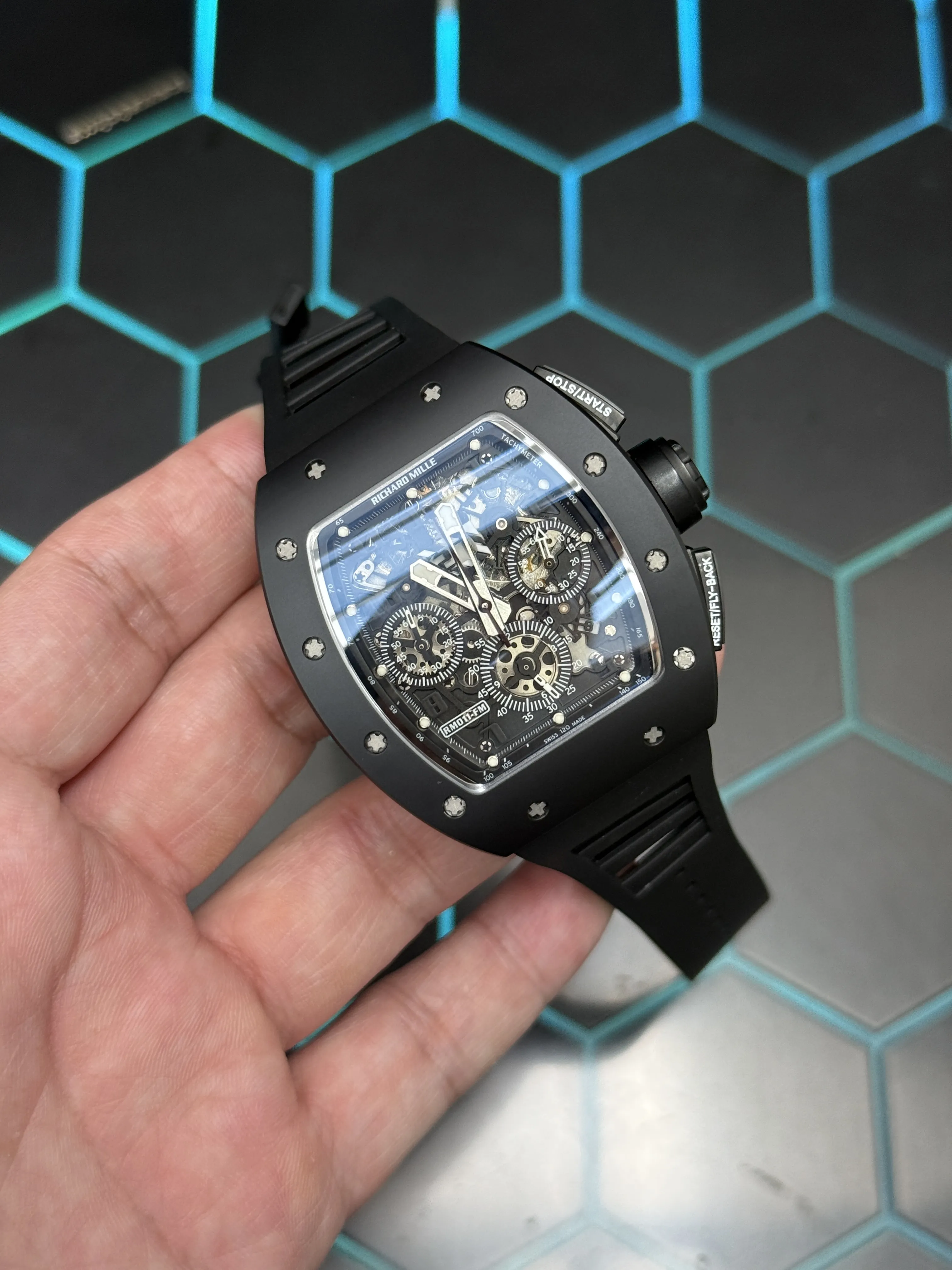 Richard Mille RM 011-Style Black Openworked Chronograph Watch D540019517 — view 2