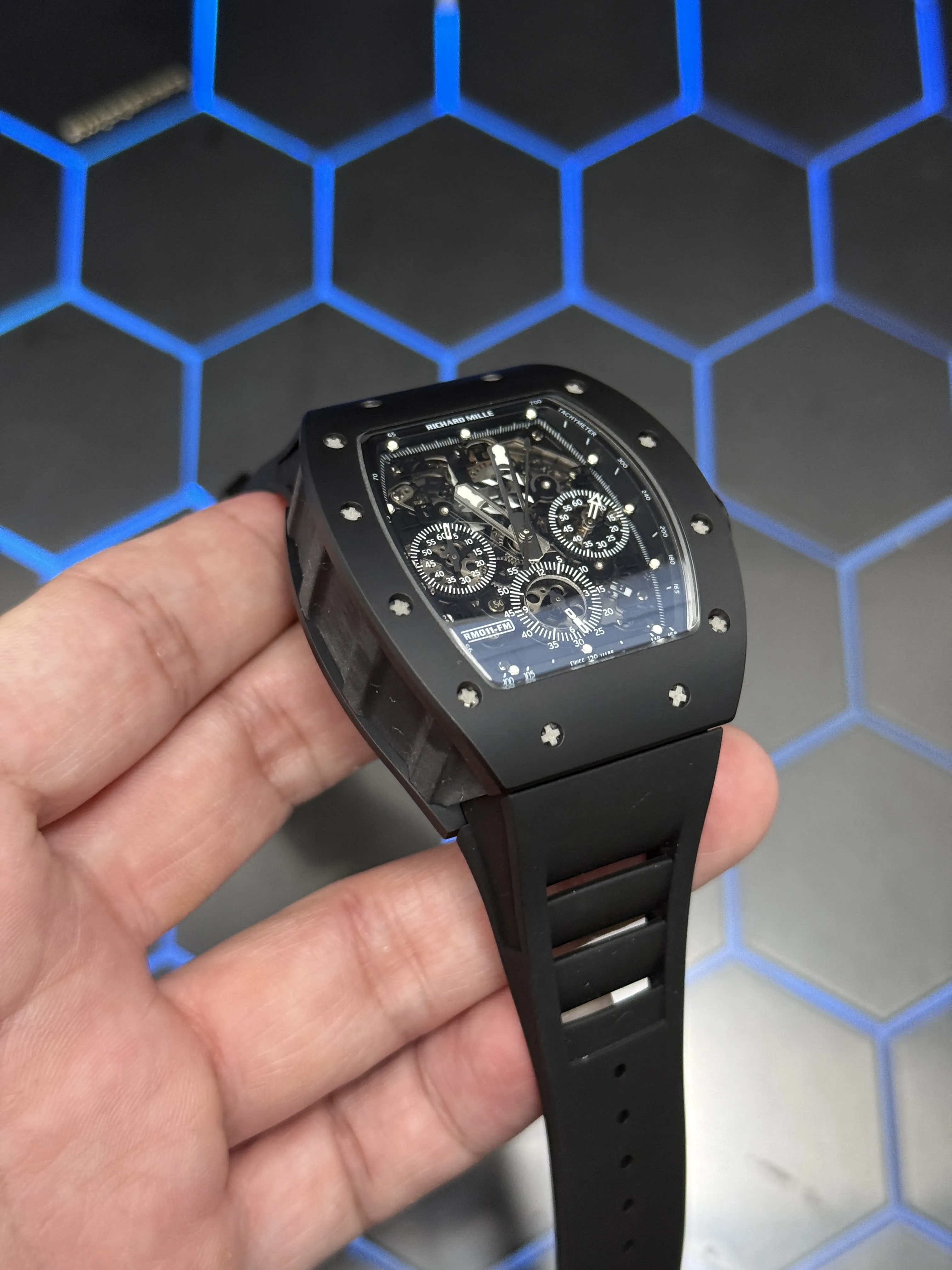 Richard Mille RM 011-Style Black Openworked Chronograph Watch D540019517 — view 3