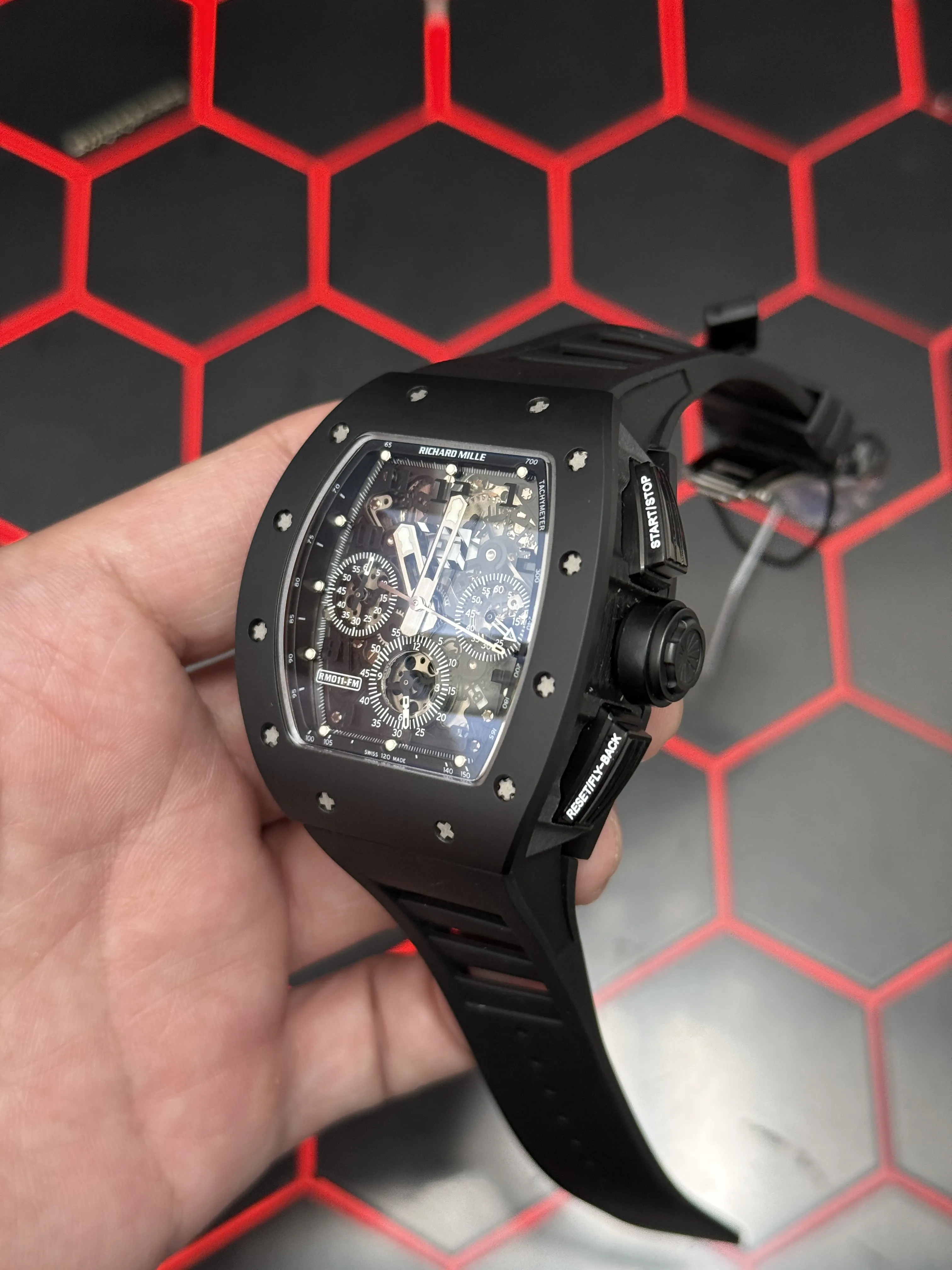 Richard Mille RM 011-Style Black Openworked Chronograph Watch D540019517 — view 4