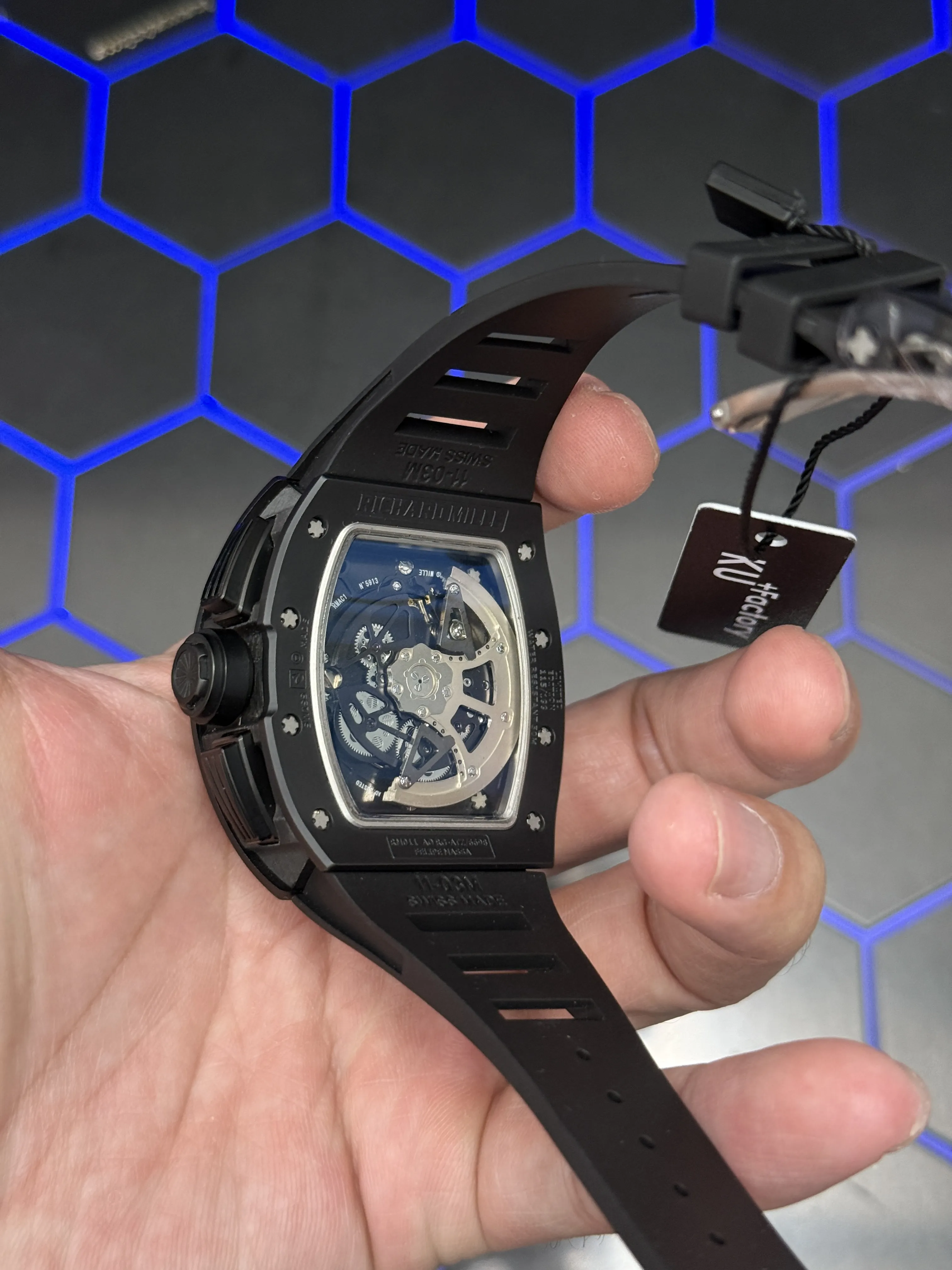 Richard Mille RM 011-Style Black Openworked Chronograph Watch D540019517 — view 6