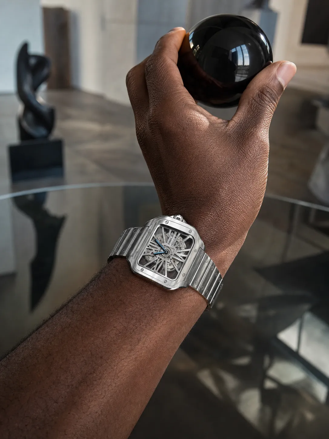 Cartier Santos-Style Silver Openworked Watch D506319518