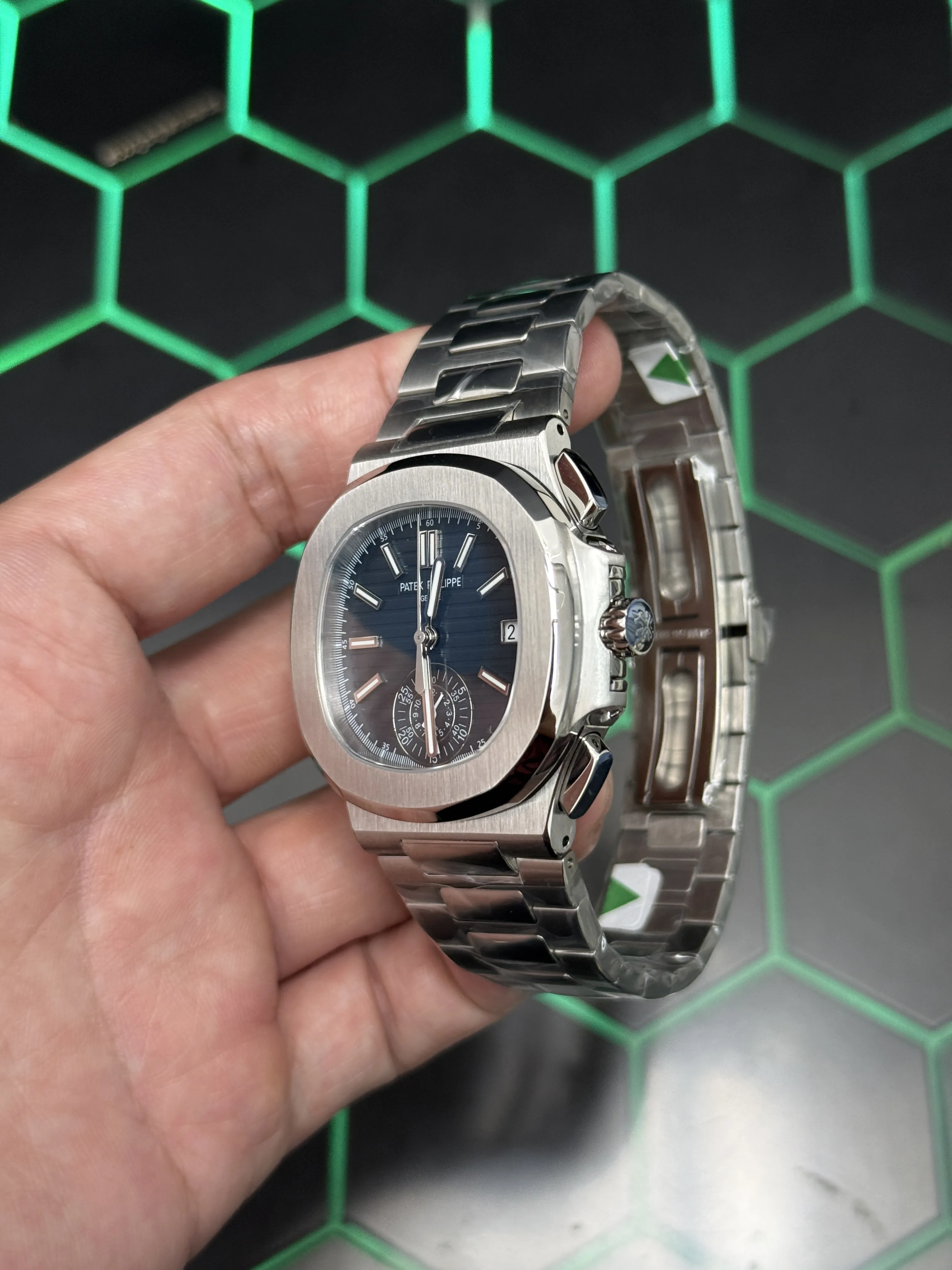 Patek Philippe Nautilus 5980-Style Blue Dial Chronograph Watch D418519519 — view 5