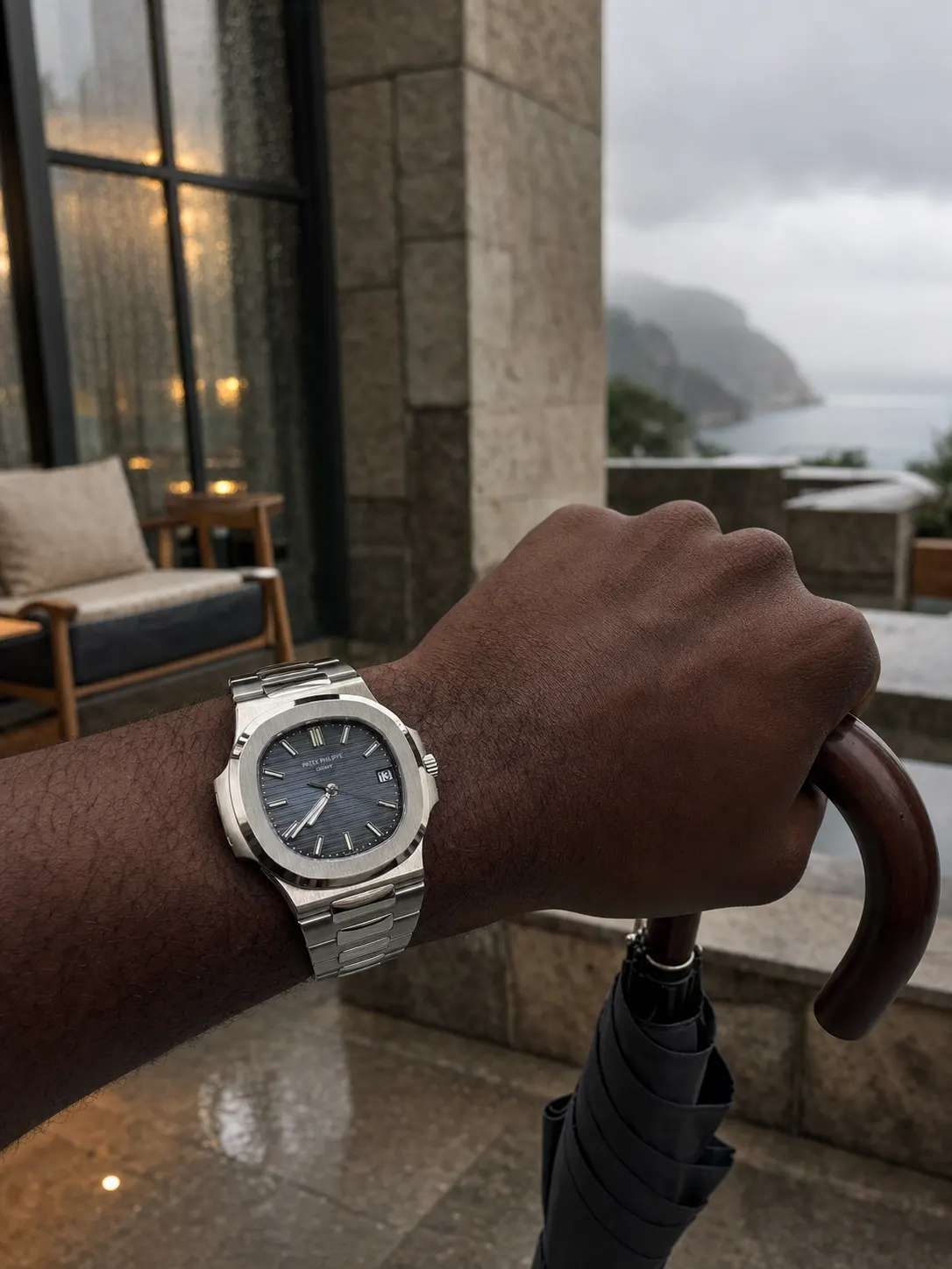 Patek Philippe Nautilus-Style Silver Blue-Grey Dial Watch D391519522