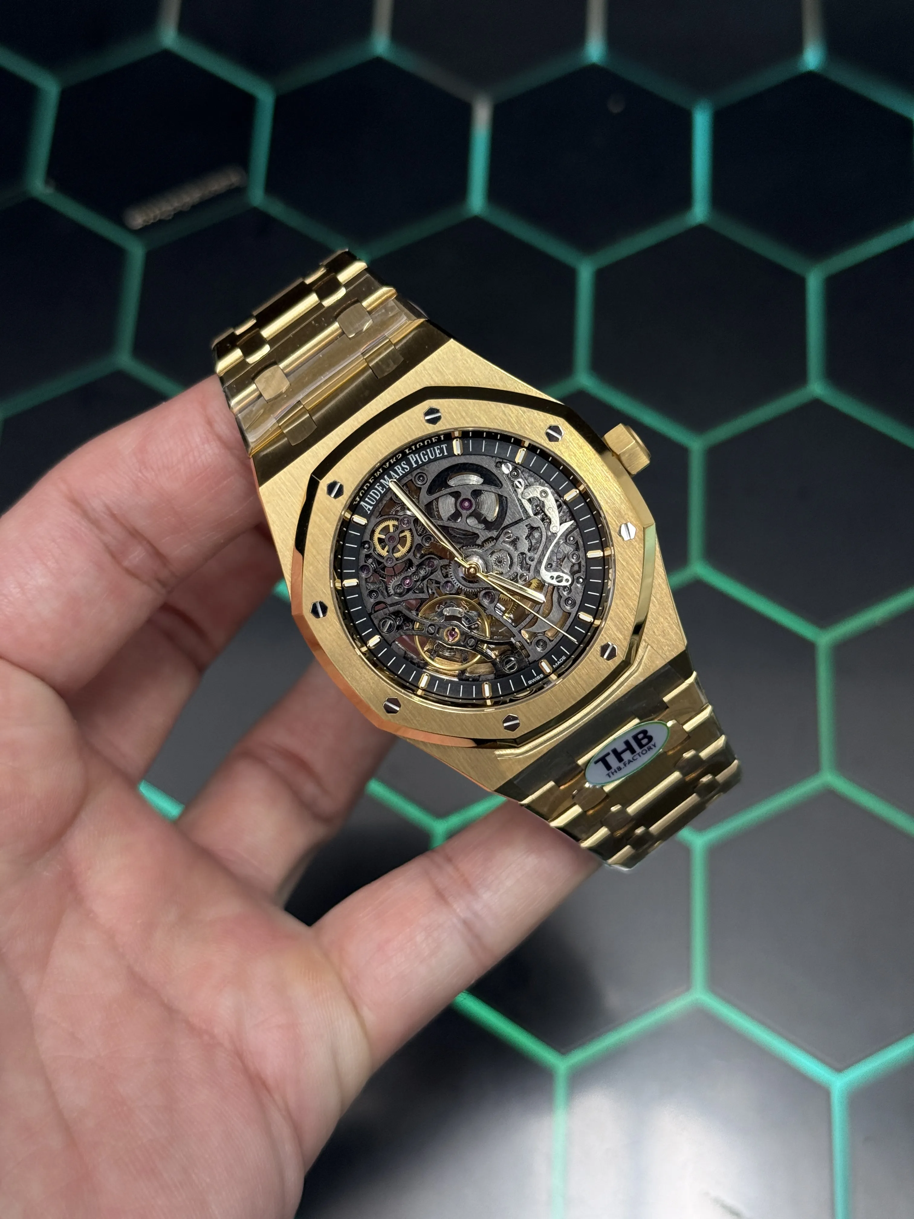 Audemars Piguet Royal Oak-Style Yellow-Gold-Tone Openworked-Look Watch D499519524 — view 3